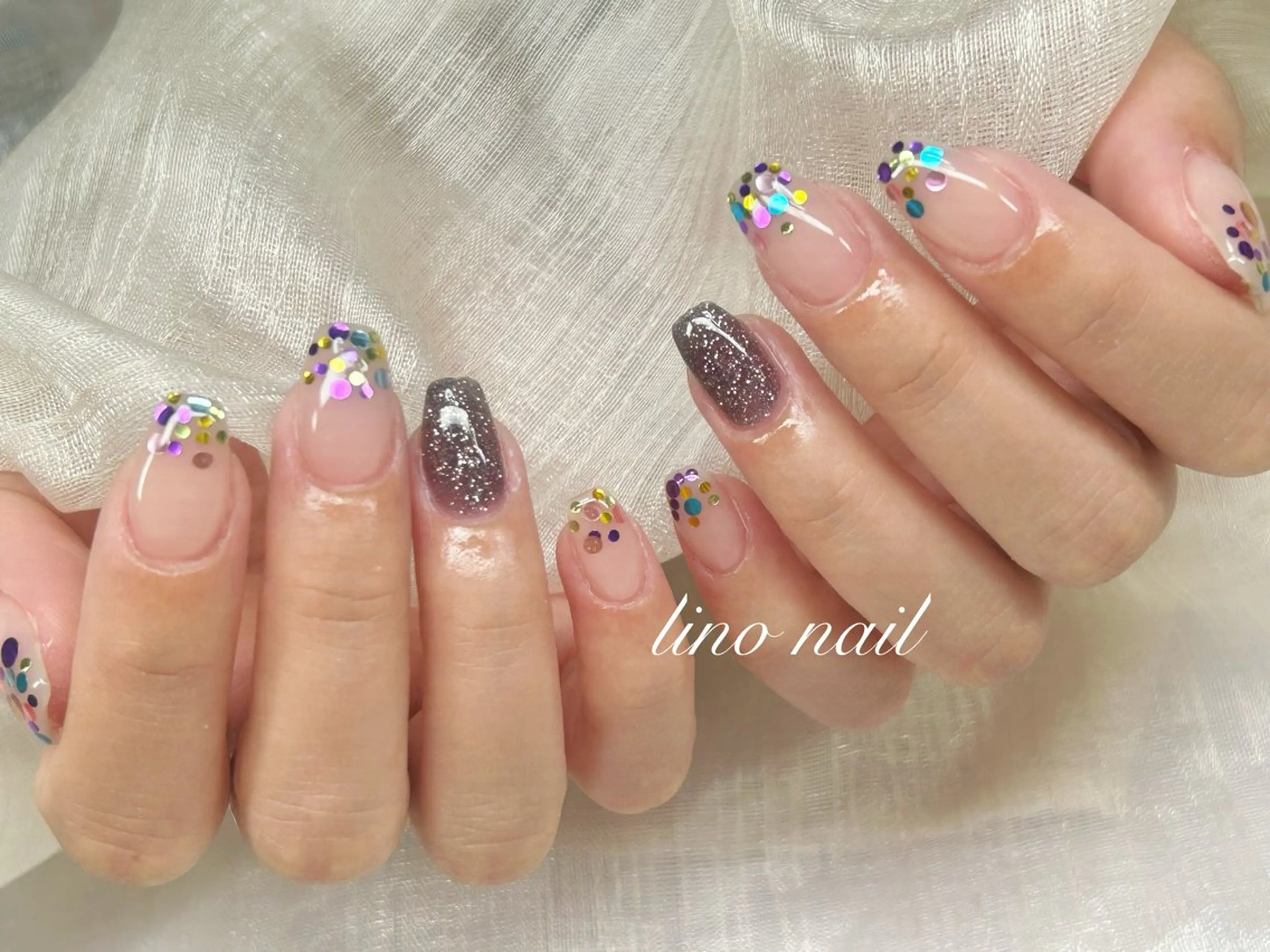 ネイル アートネイル チークネイル 成人式 入学式 長さ出し ハンドネイル Lino Nailのネイルデザイン