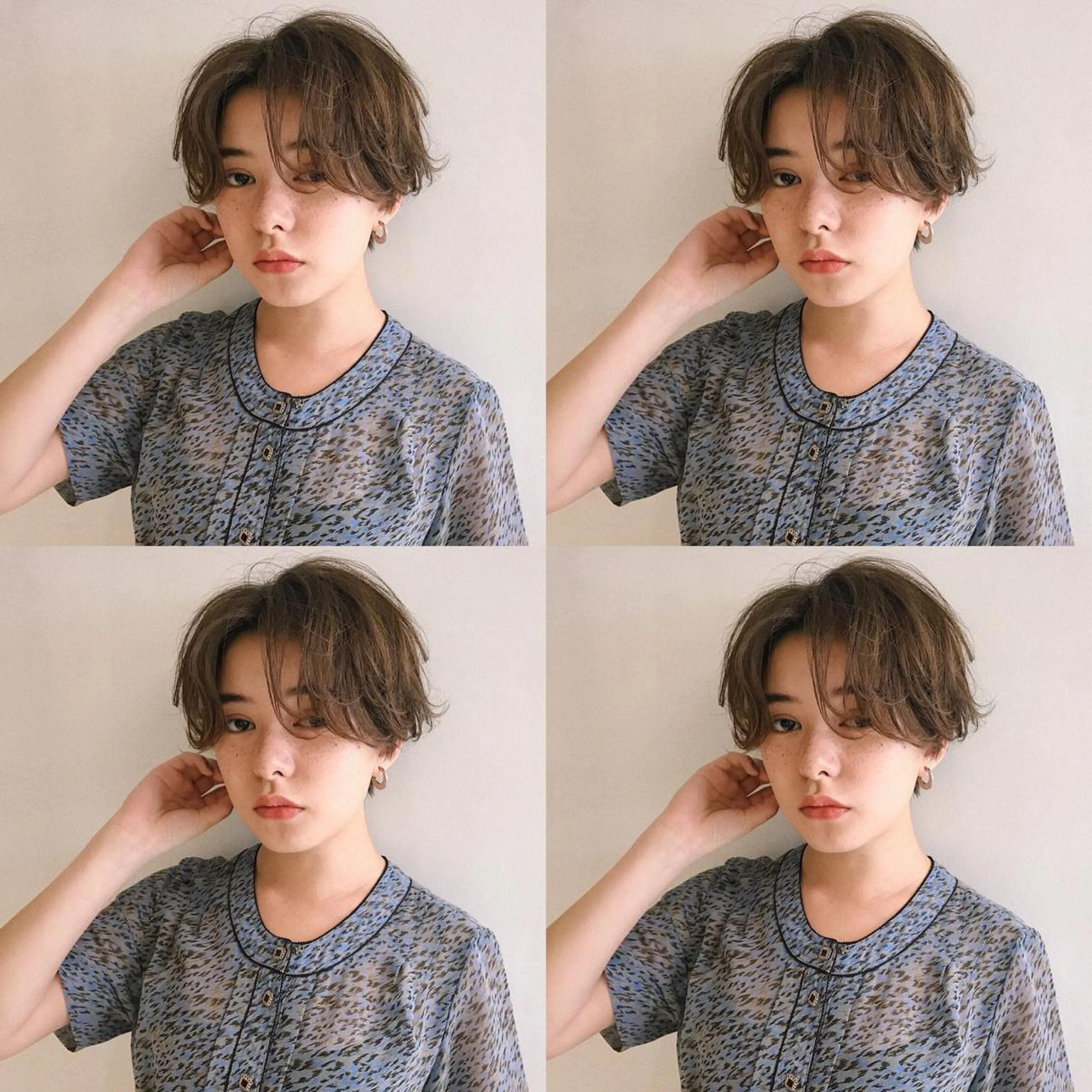 ショート カラー パーマ ヘアアレンジ ハンサムショート ショートヘア 小顔カット カット ヘアセット 松田 亮葉のヘアスタイル