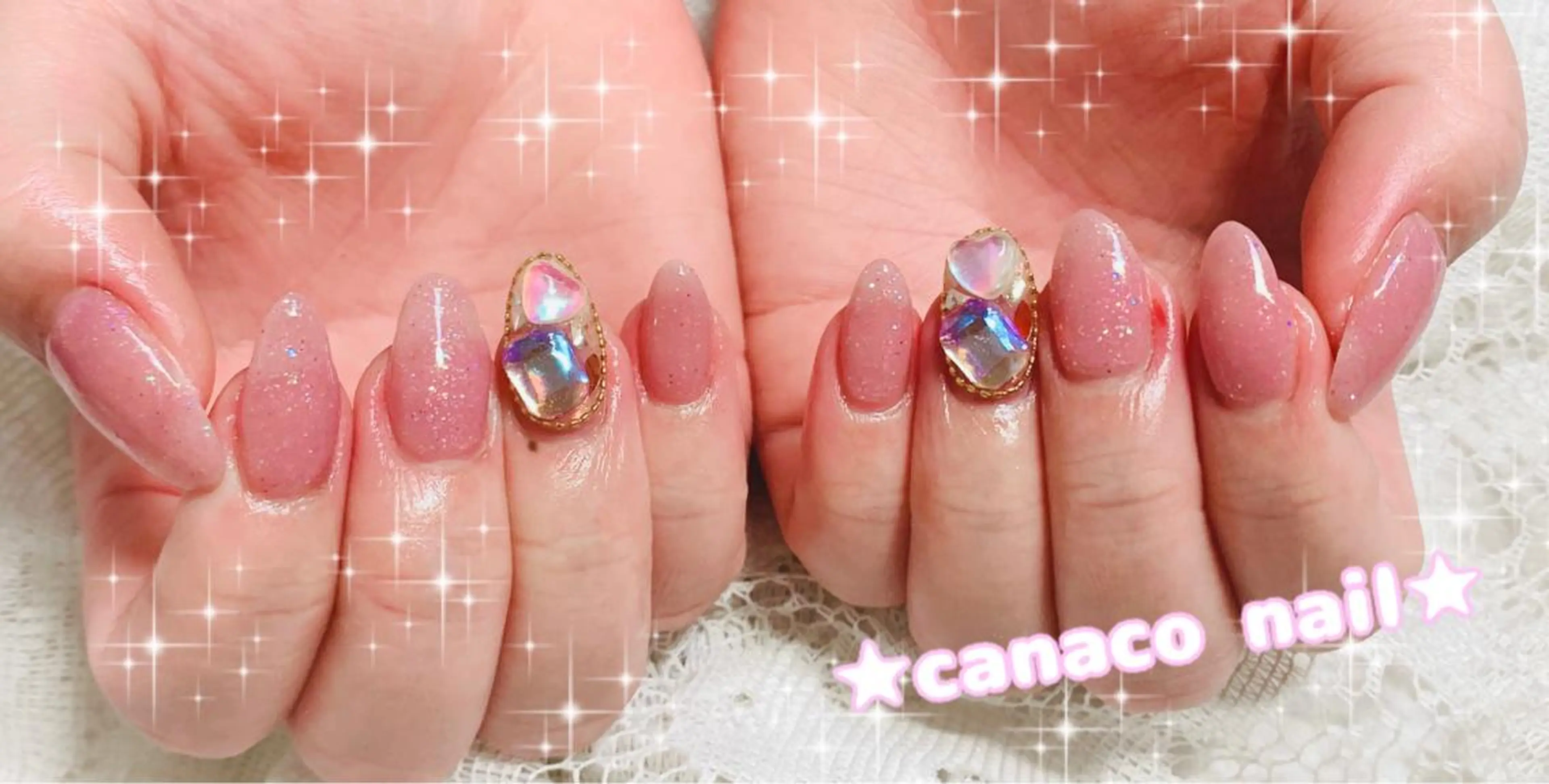 ネイル アートネイル オーロラネイル ジェルネイル パラジェル ストーンネイル ハンドネイル ハンドケア ベテランネイル cnc  nailのネイルデザイン