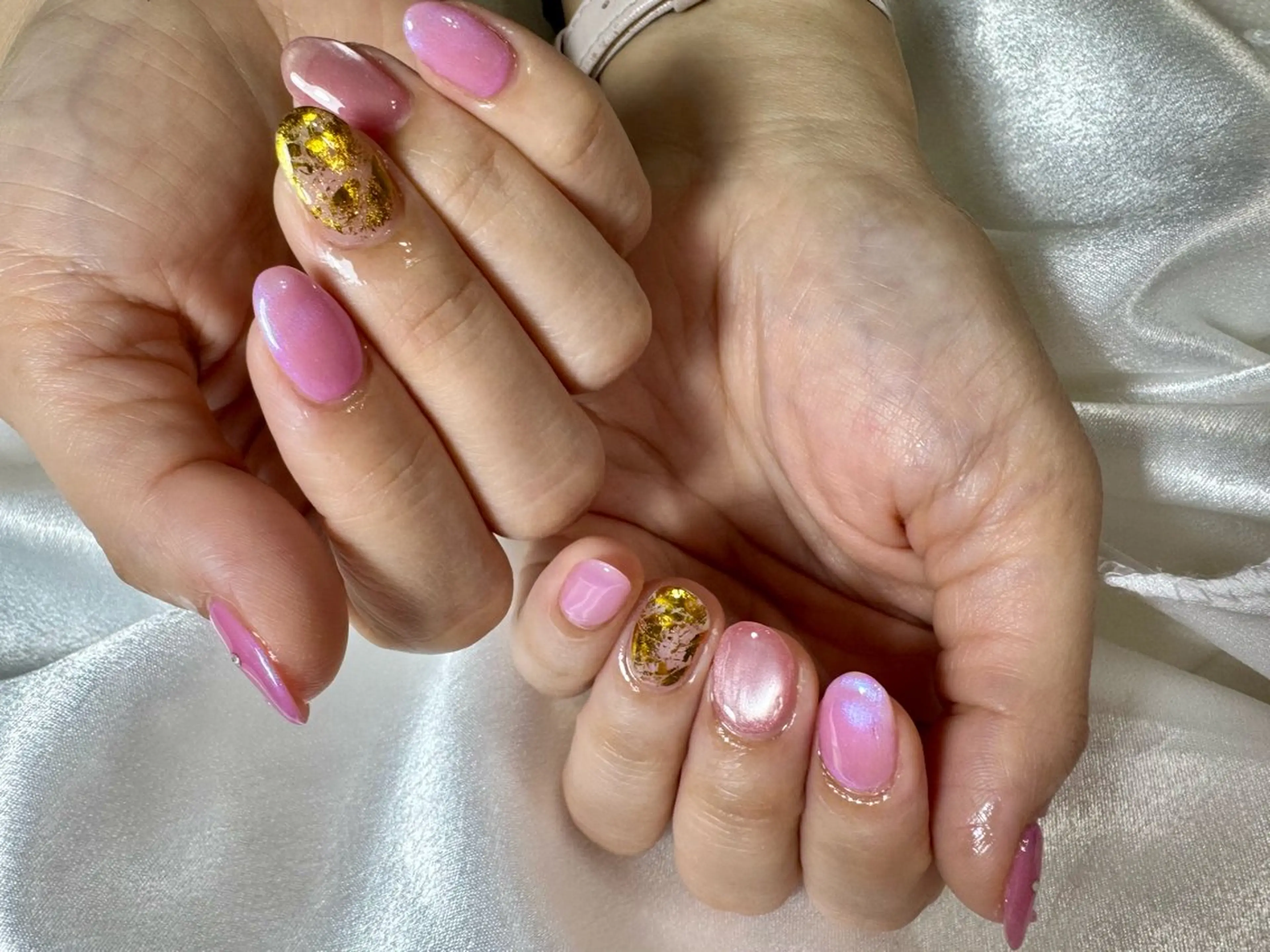 ネイル オーロラネイル 桜ネイル フラワーネイル フットネイル フレンチネイル ハンドネイル kikinail 溝の口のネイルデザイン