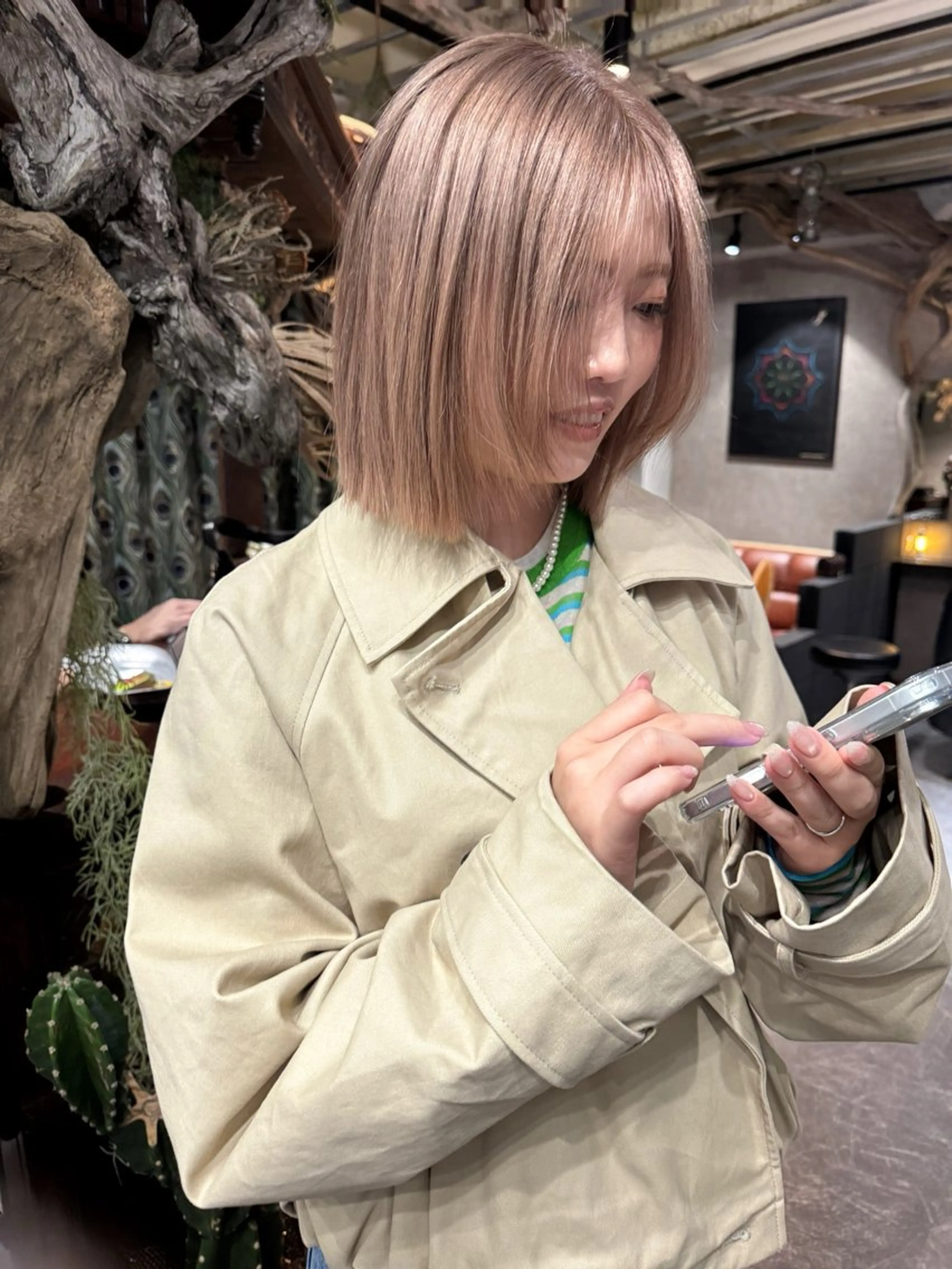 ミディアム カラー パーマ ヘアアレンジ メンズ メンズブリーチ メンズハイトーン アディクシーカラー ベージュカラー ブリーチ 心斎橋美容室 Junのヘアスタイル