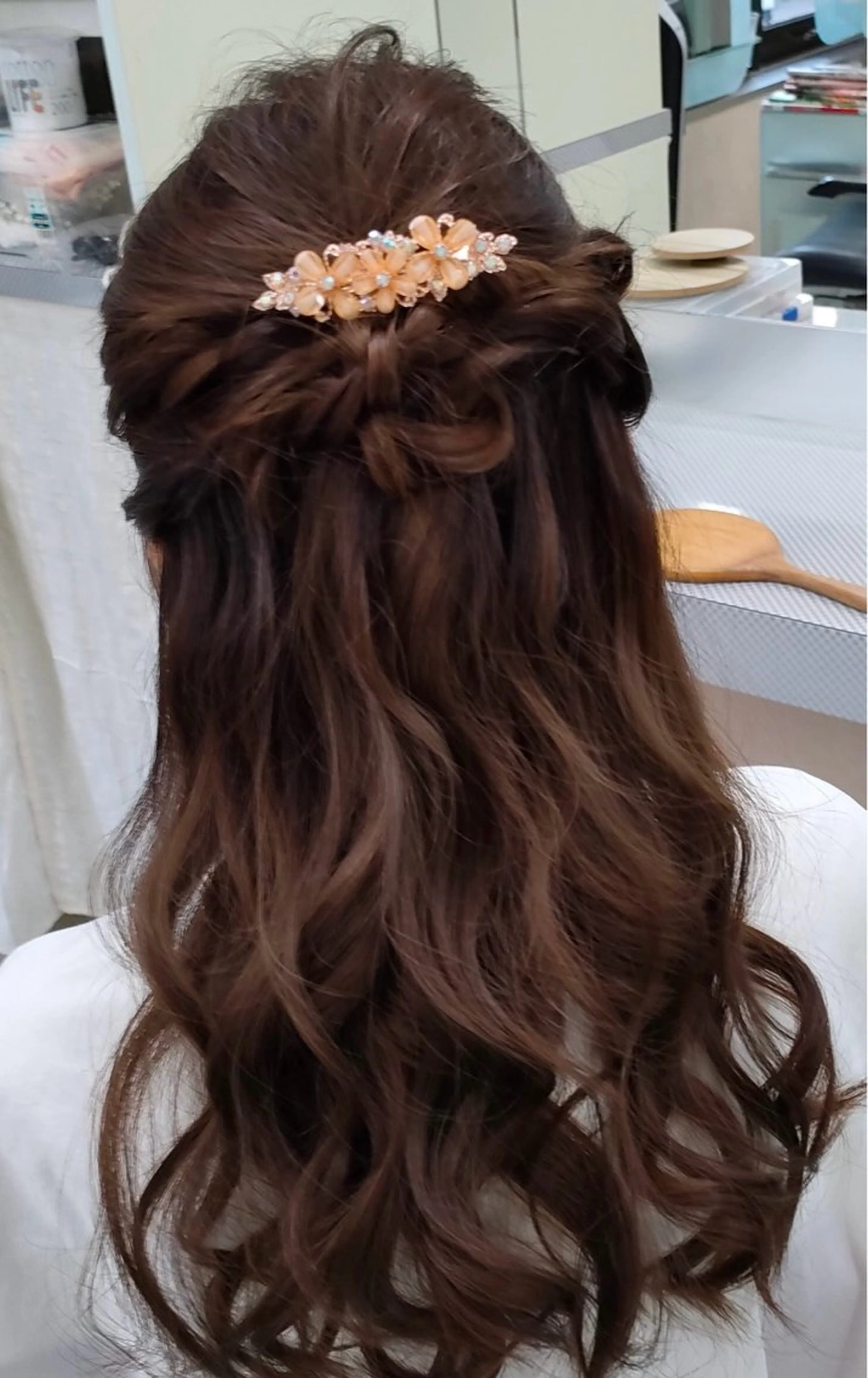 セミロング ヘアアレンジ ハーフアップ au美容室所属・au栄矢場町 水素髪質改善Tのヘアスタイル