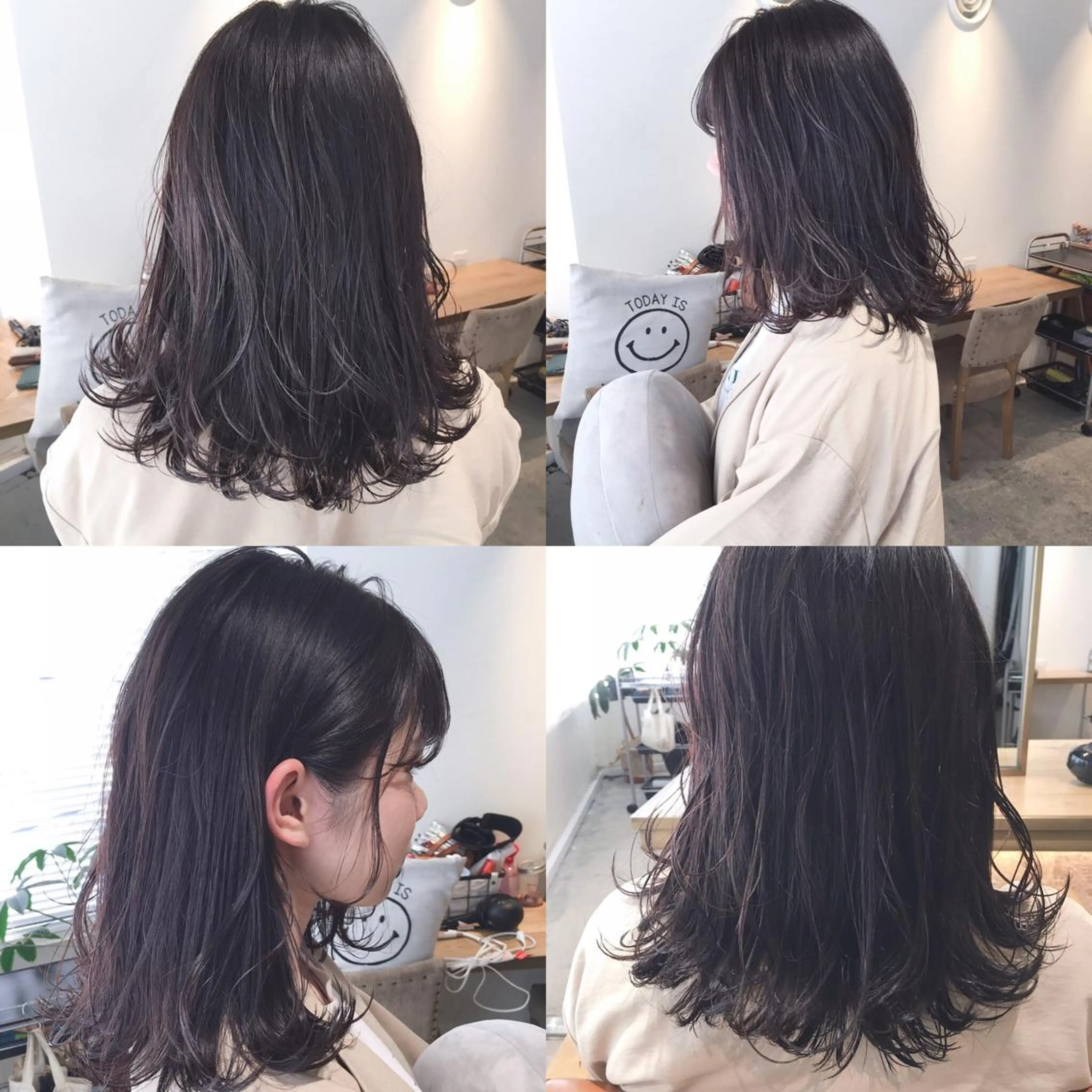 ミディアム ショートボブ ボブ ハイライト 外ハネヘア メンズツイスパ ショートフクヤマシンのヘアスタイル
