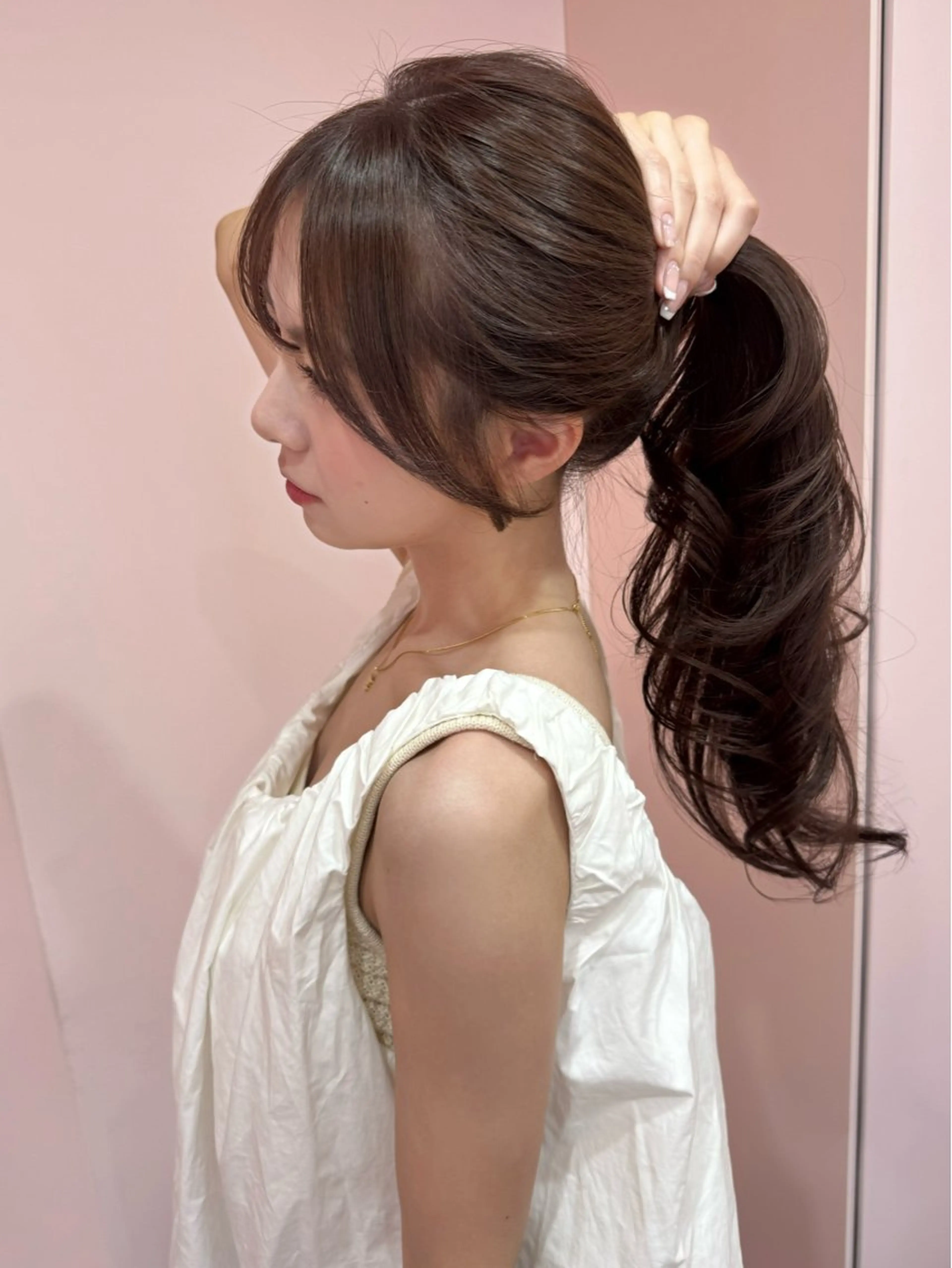 ロング ラベンダーベージュ 顔まわりレイヤー 顔周りカット 韓国風ヘア レイヤーカット カット ヘアカラー 顔周り/透明感カラー REINA𓍯のヘアスタイル