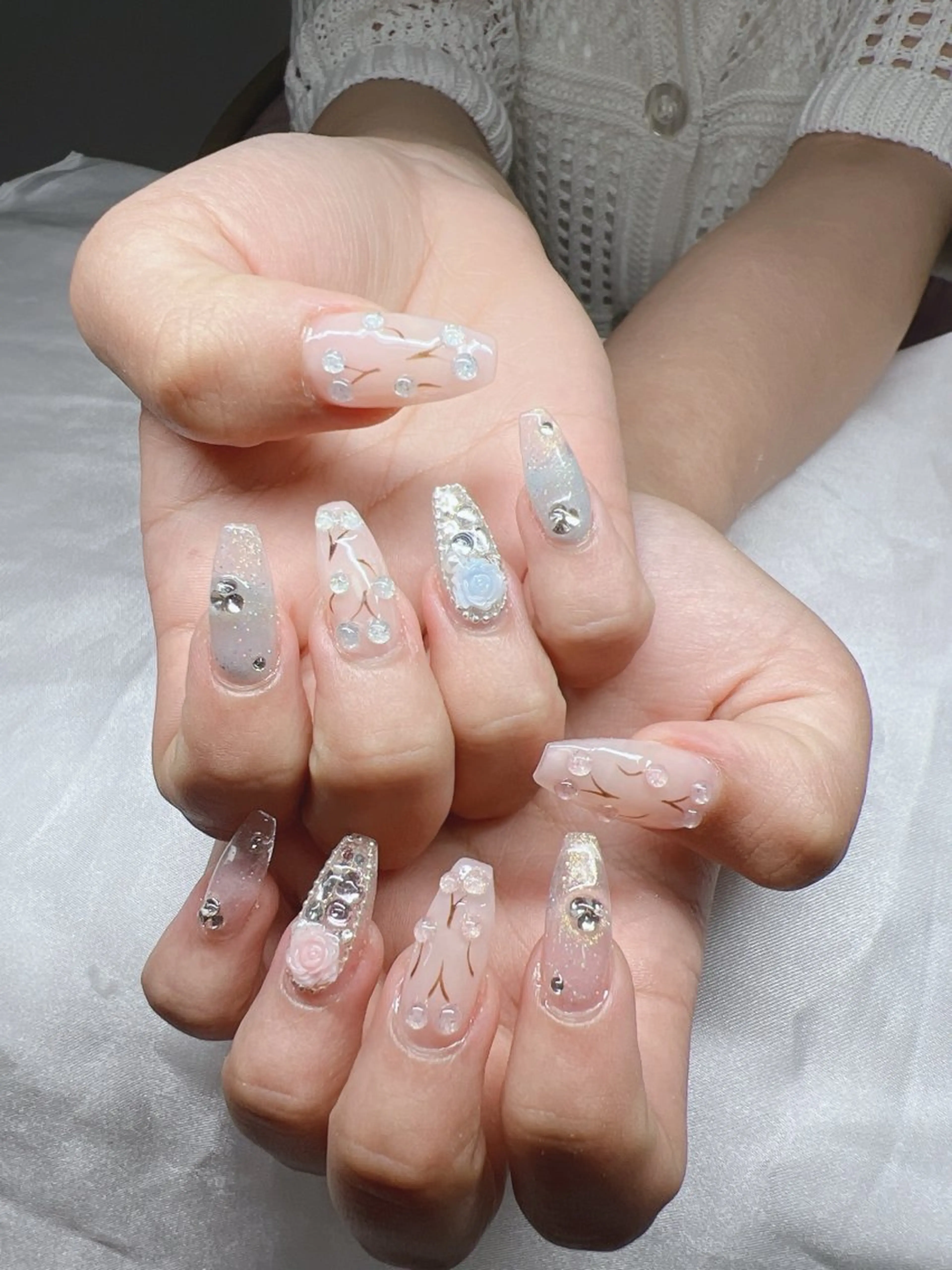 ネイル 長さ出し グラデーション キラキラネイル マグネットネイル ニュアンスネイル Lee Nails チップ長さだし専門店のネイルデザイン