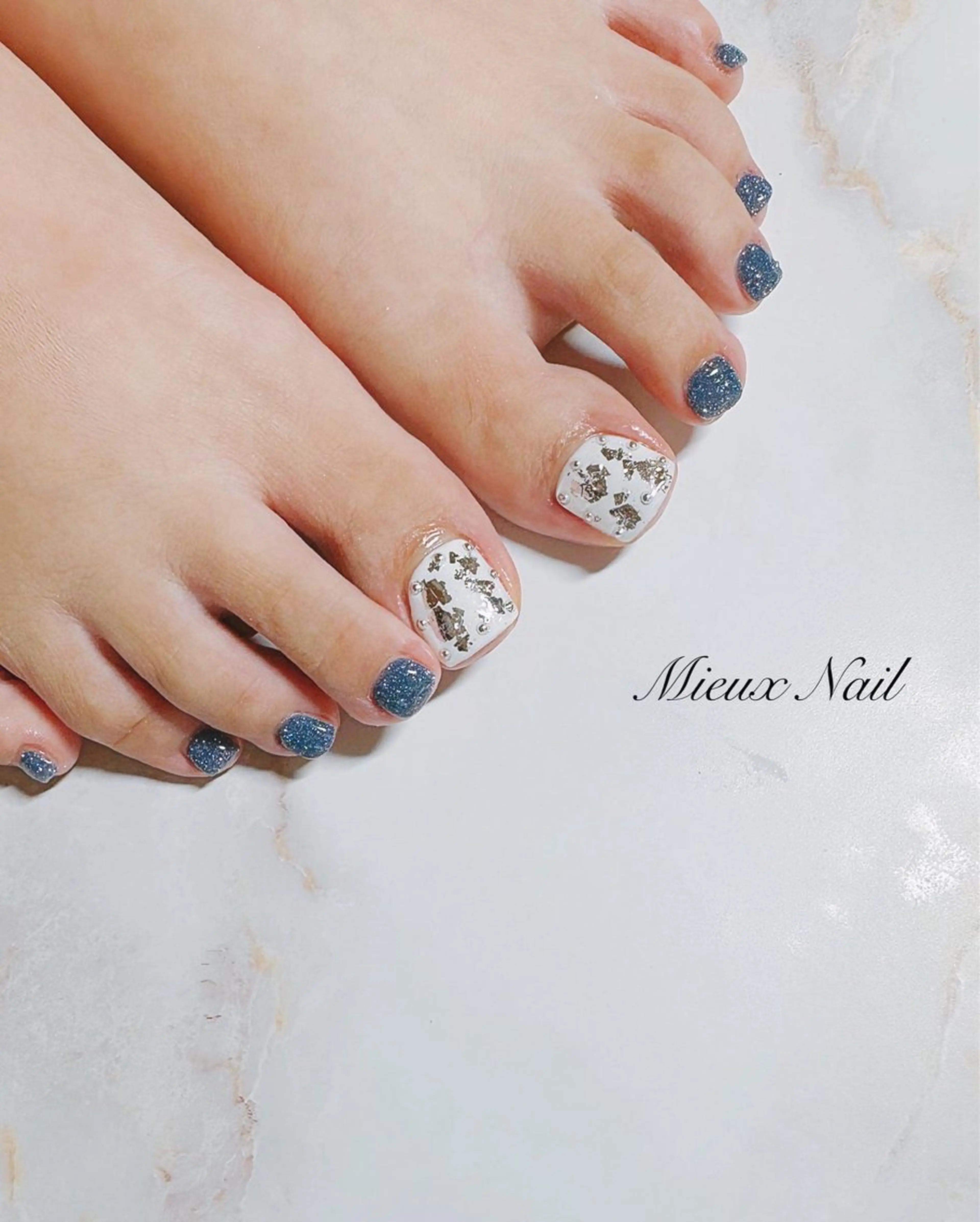 ネイル ブルー ジェルネイル パラジェル ハンドネイル 市川 麻衣子のネイルデザイン