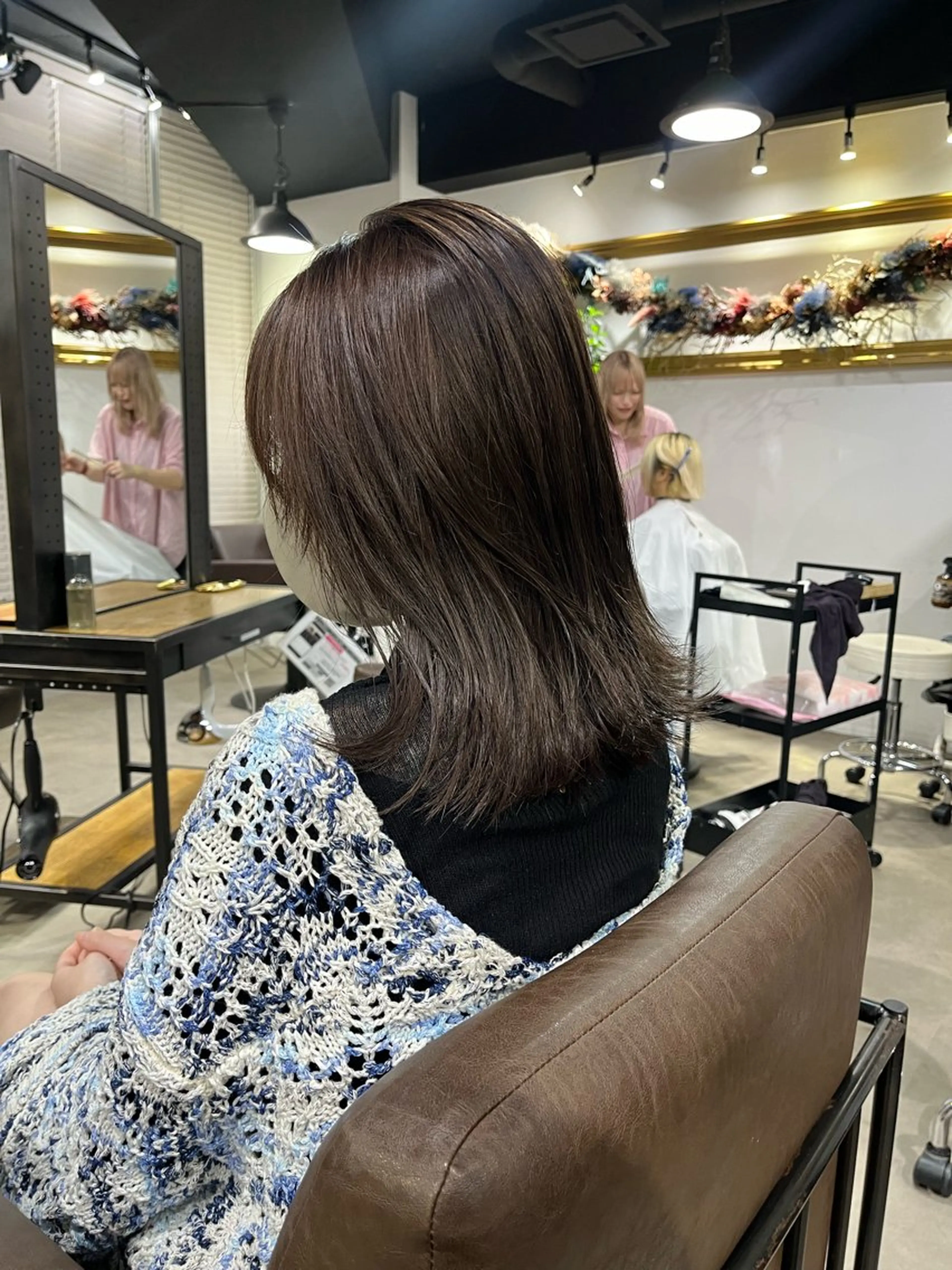 セミロング カラー ブリーチ✨ハイライト メンズヘア/アヤノのヘアスタイル