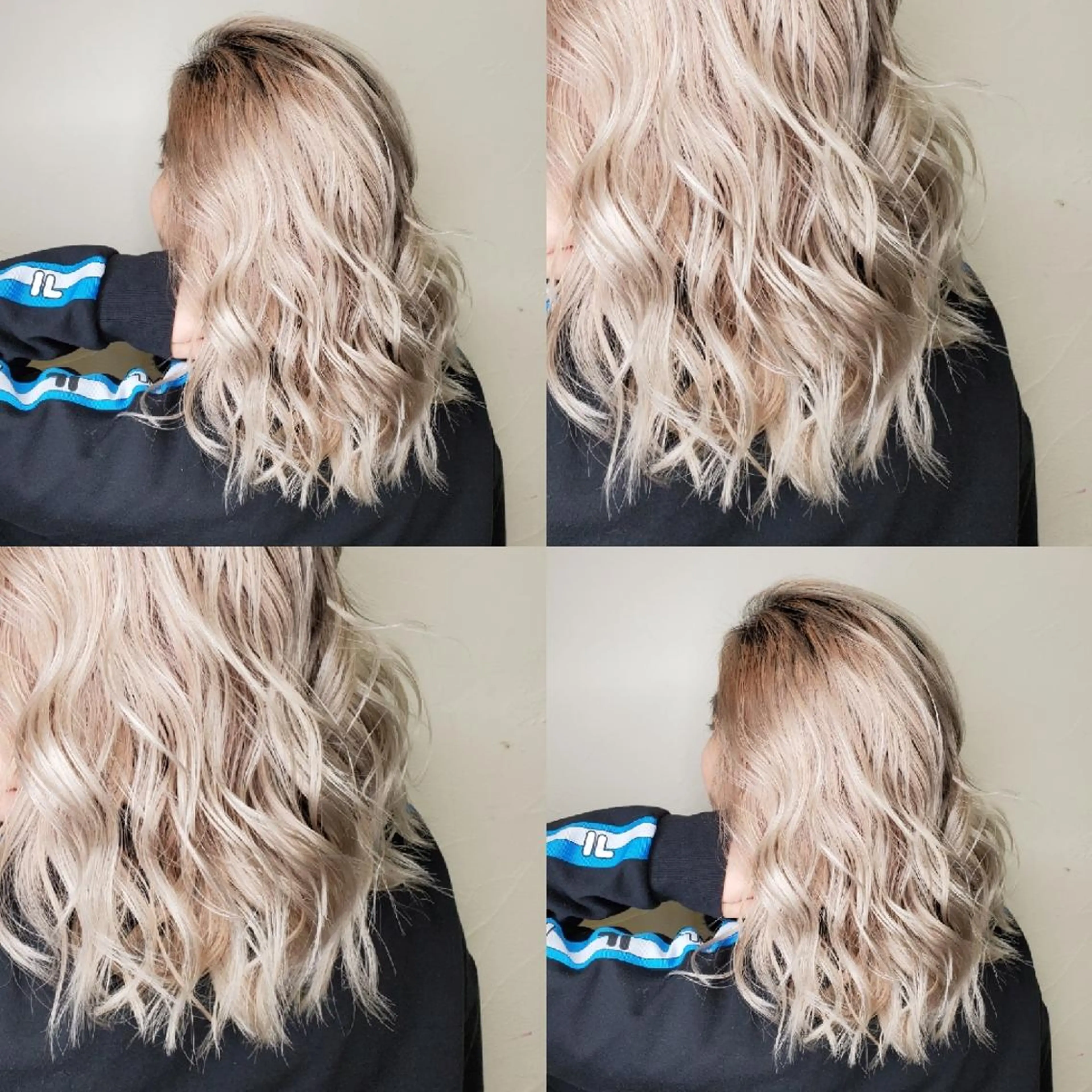 ミディアム ヘアカラー ツヤ髪✨縮毛矯正 ハイトーンカラーのヘアスタイル