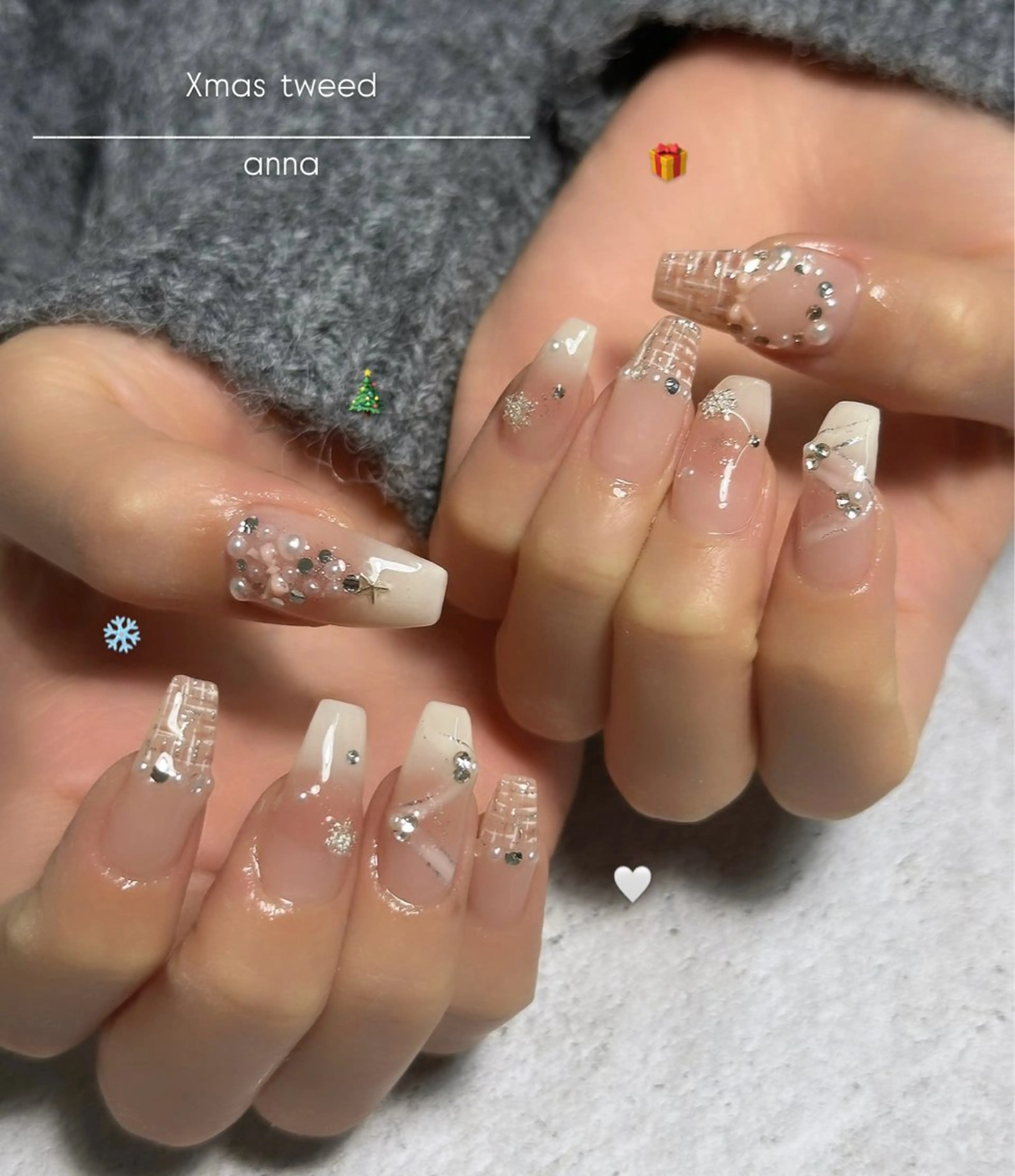 ネイル ツイードネイル 冬ネイル クリスマス ハンドネイル ハンドケア germer. annaのネイルデザイン