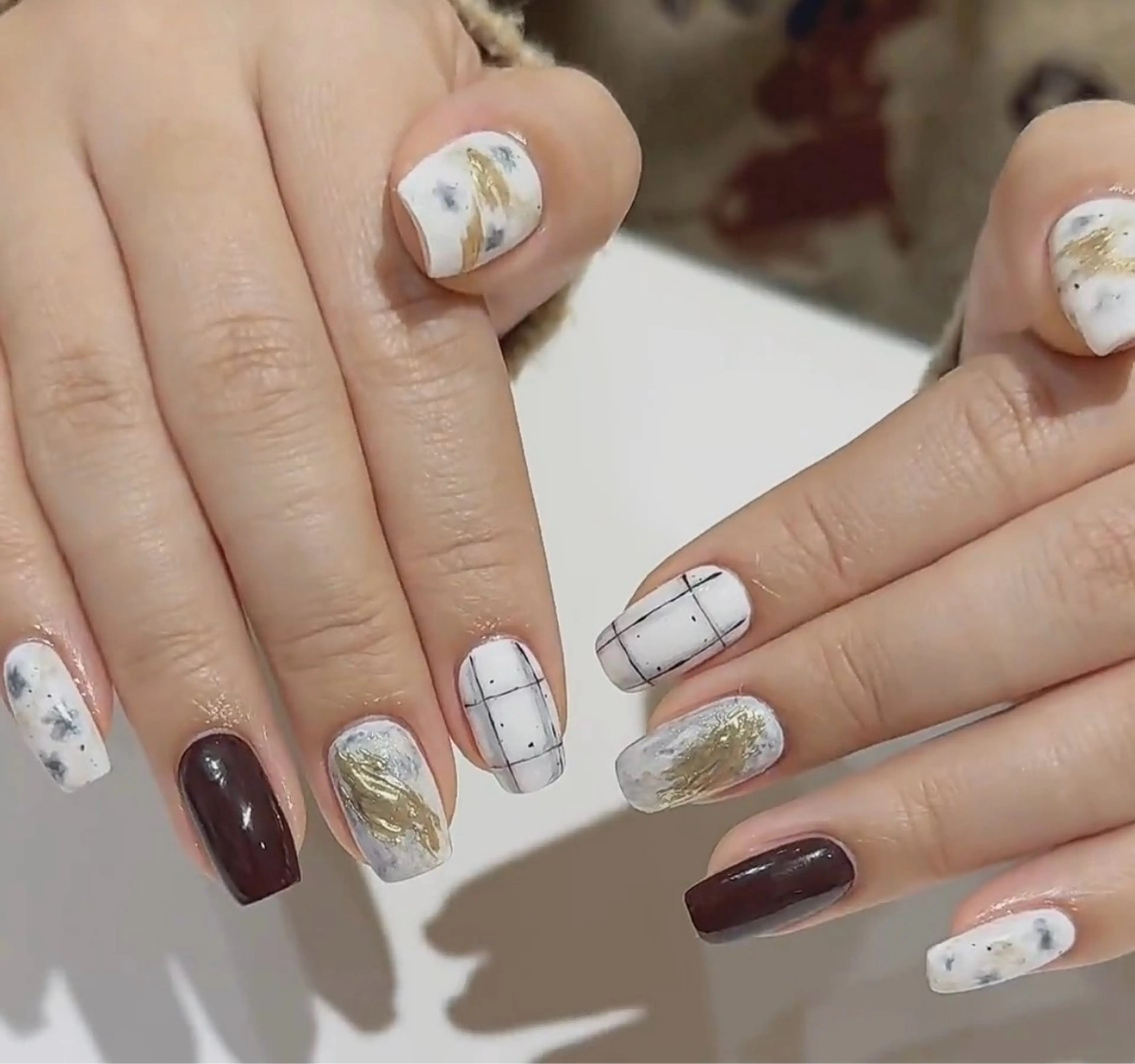 ネイル アニマル柄 べっ甲ネイル ブラウン ジェルネイル ハロウィン Rika  nail cocoのネイルデザイン