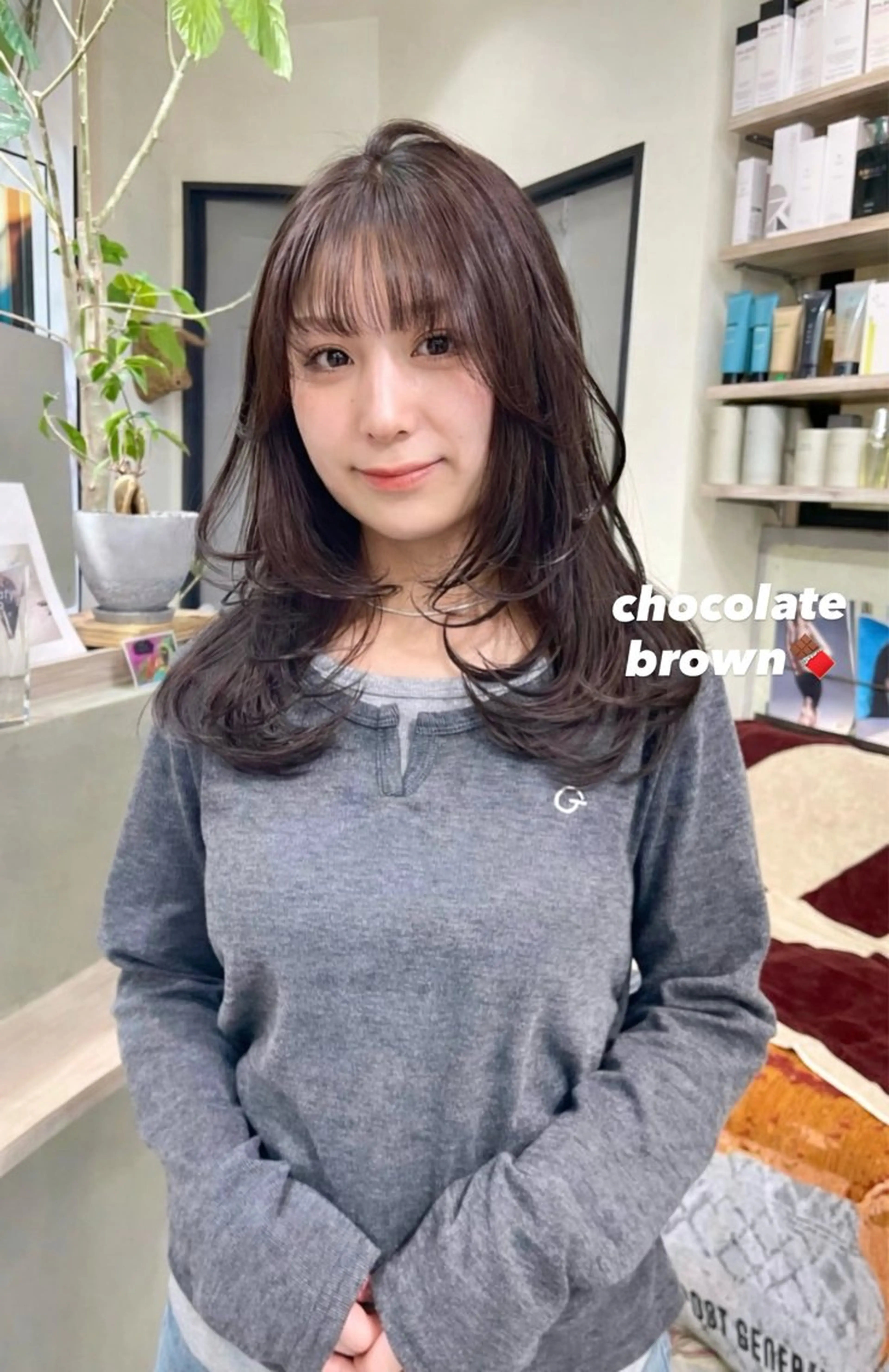 セミロング カラー カット ヘアカラー トリートメント カノン/透明感カラー /酸性ストレートのヘアスタイル