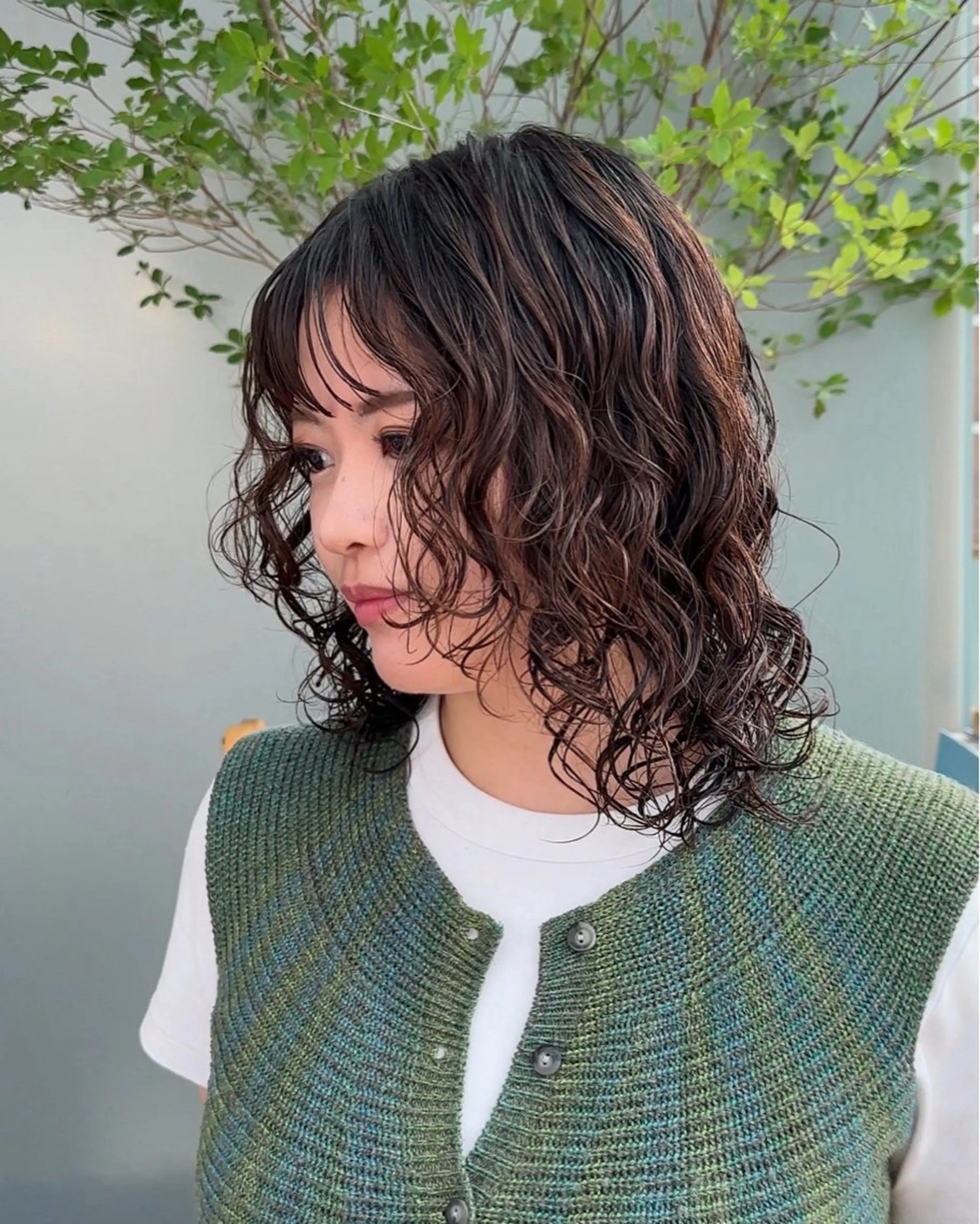 ミディアム パーマ ミディアムパーマ レイヤーカット 磯　亜由香🌼 ブリーチ/ボブカットのヘアスタイル