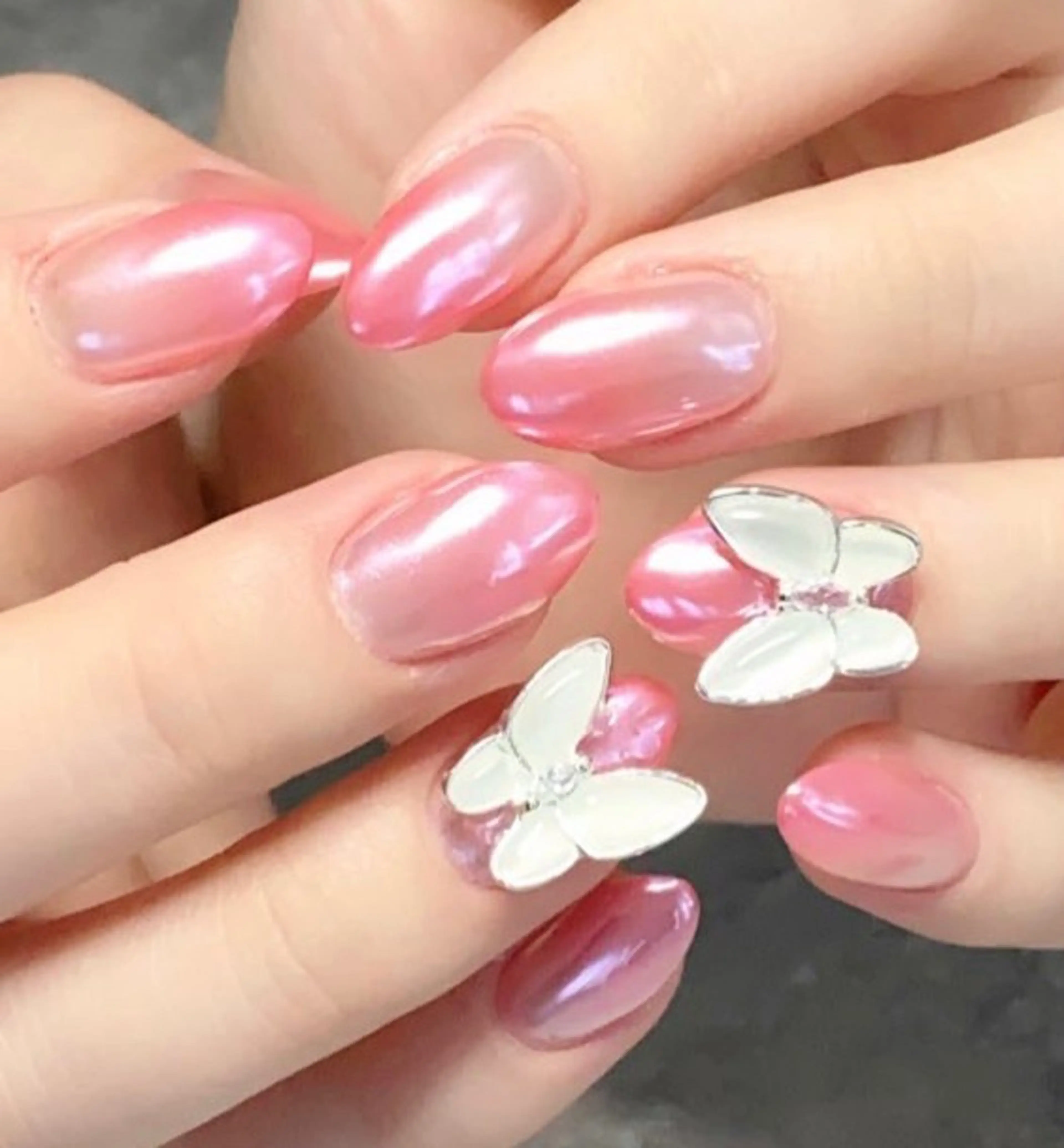 ネイル グラデーション 韓国ネイル ピンク シンプルネイル ハンドネイル Narumi nailのネイルデザイン