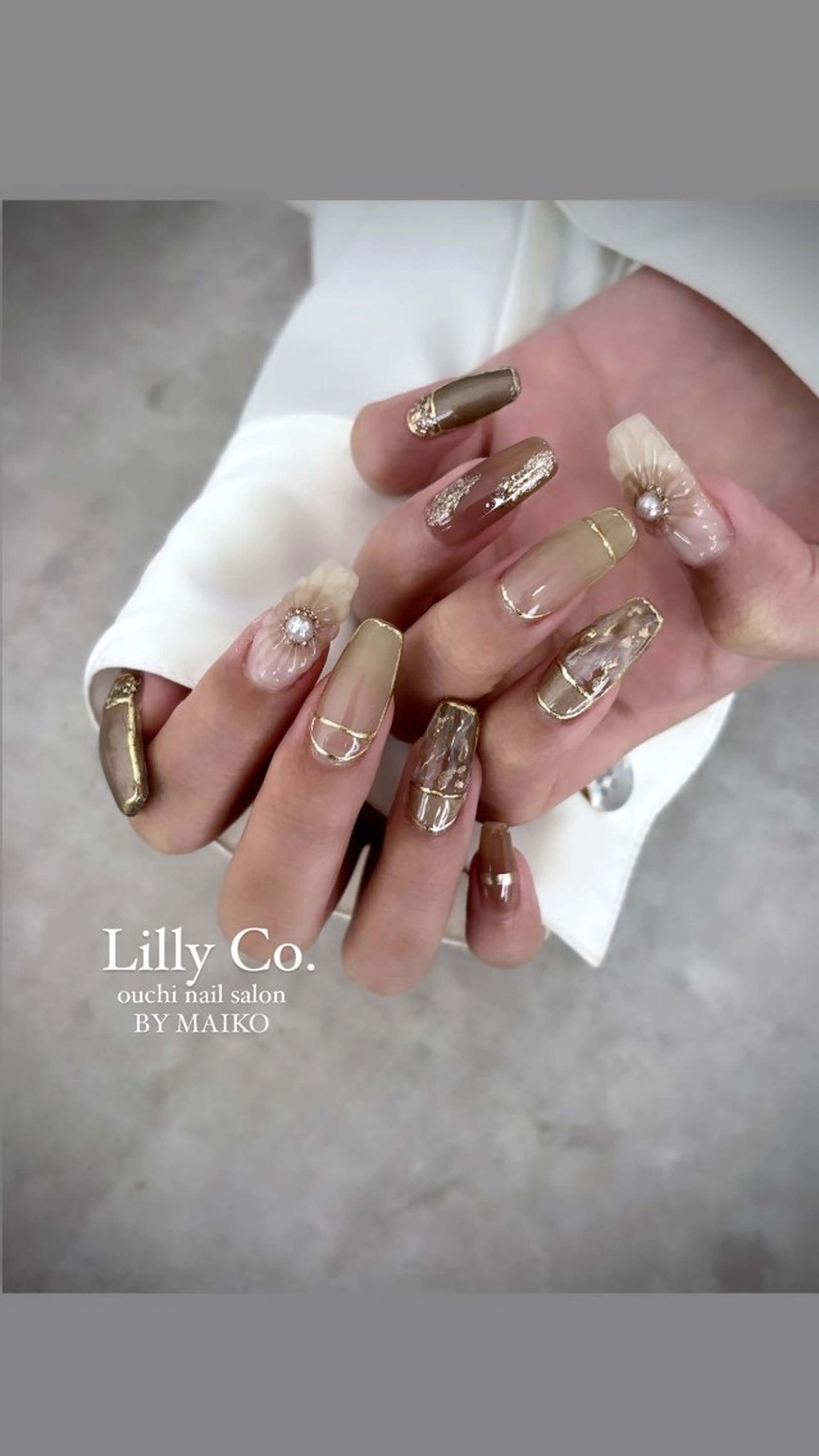 ネイル フラワーネイル ニュアンスネイル ハンドネイル ハンドケア Lilly Co.のネイルデザイン