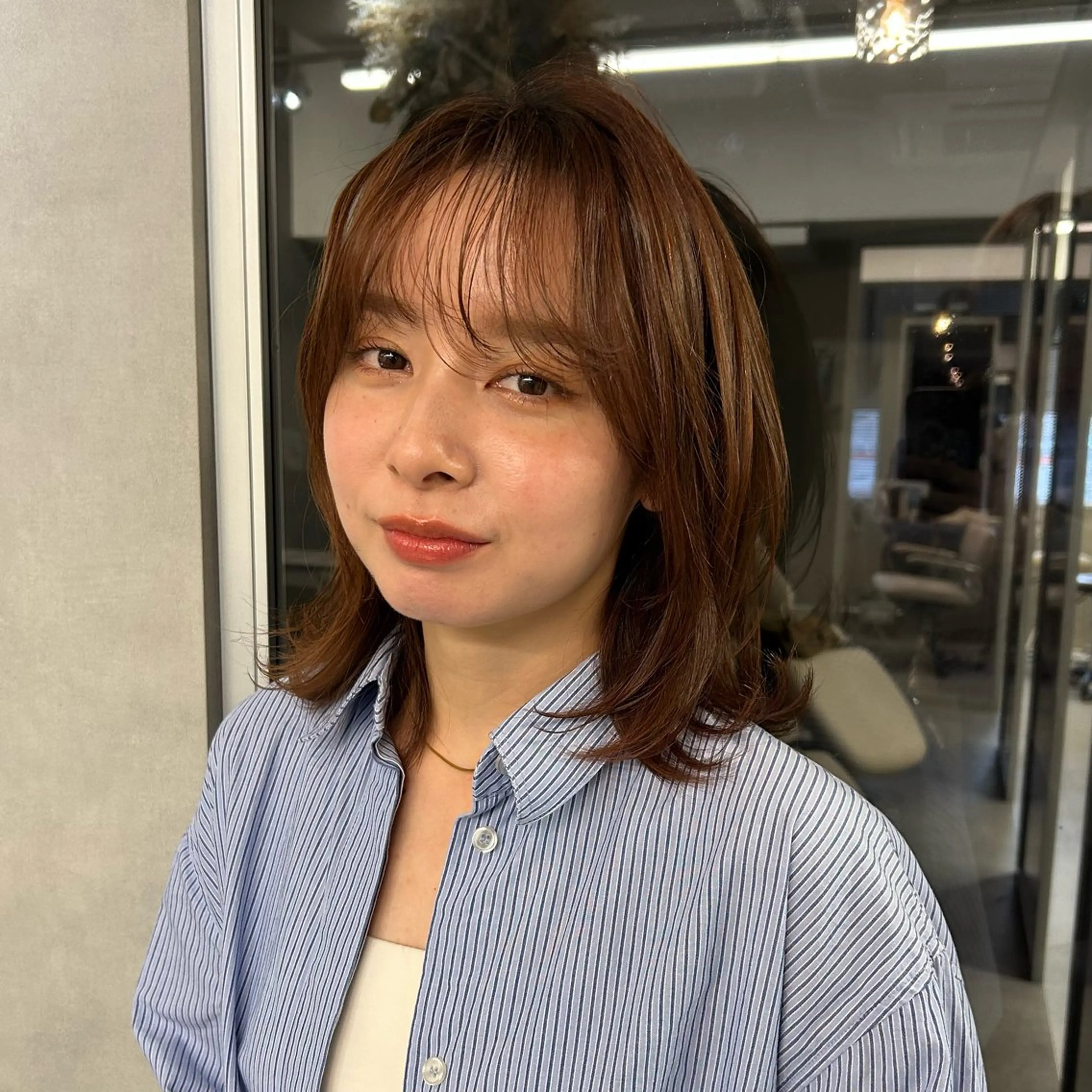 ミディアム カット ヘアカラー トリートメント 阿倍野/髪質改善 /縮毛矯正/坪田幸広のヘアスタイル