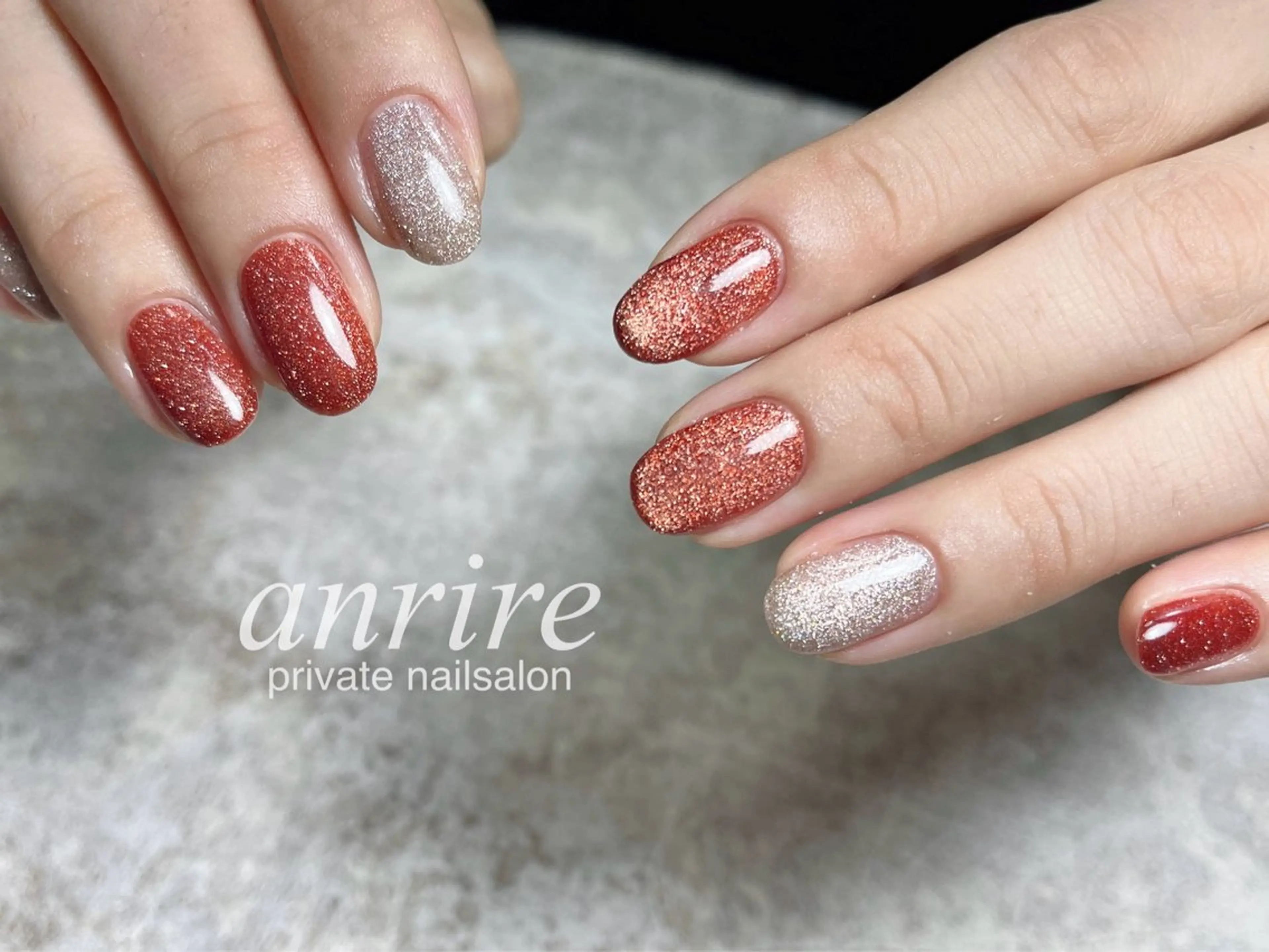 ネイル ボルドー フラッシュネイル フラッシュマグ ジェルネイル マグネットネイル ハンドネイル nail salon anrire〜アンリール〜所属・nailsalon anrireのネイルデザイン