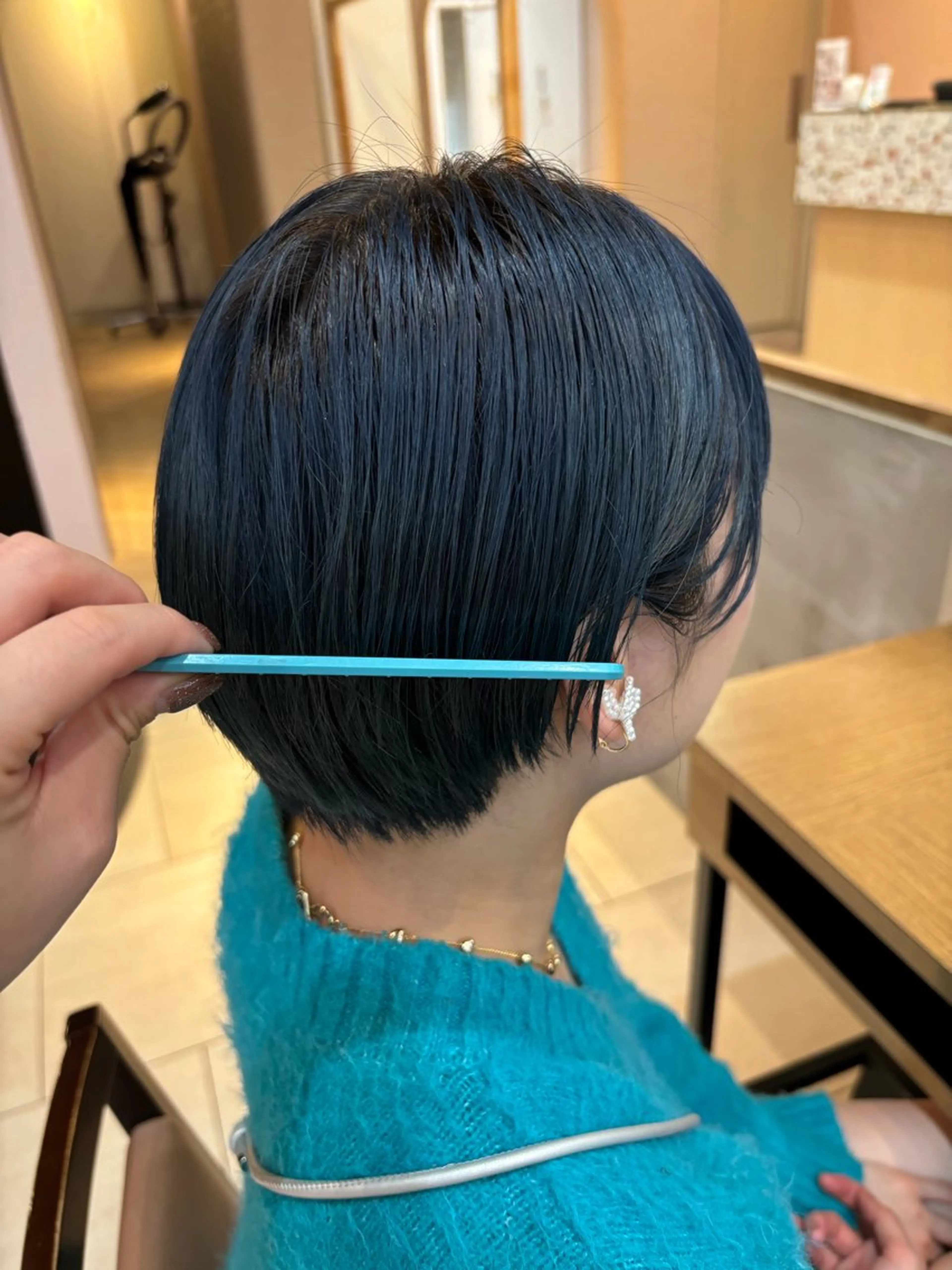 カラー 黒髪 ブルーカラー ブルーブラック ネイビーカラー Wカラー/レイヤー /ボブ/otohaのヘアスタイル