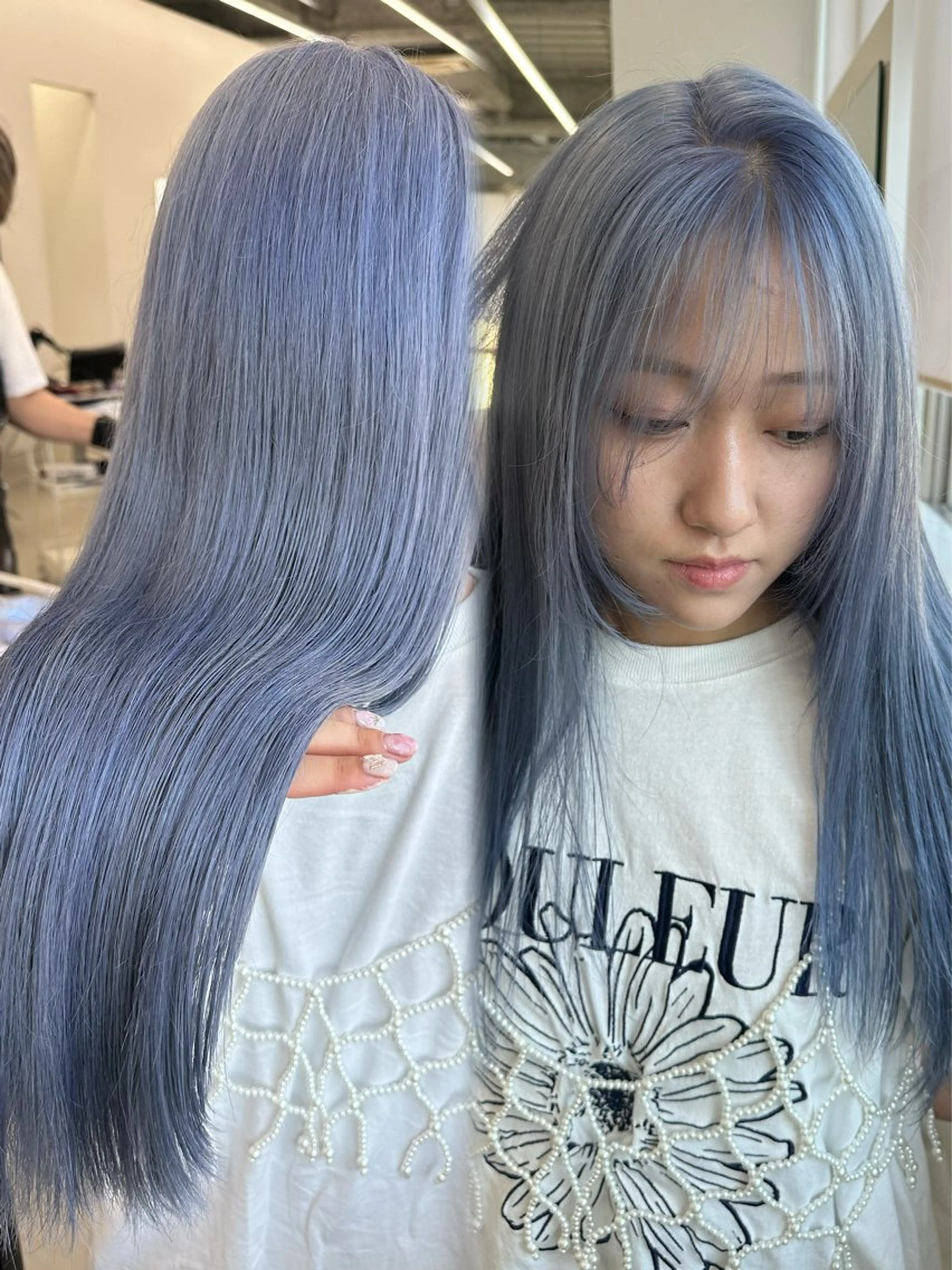 ロング カラー ヘアアレンジ ベージュカラー ブリーチ 抜きっぱなしブロンド ブロンド ブルーカラー ヘアカラー GO TODAY シェアサロン 原宿本店所属・原宿ハイトーンカラー 🌼みるい🌼のヘアスタイル