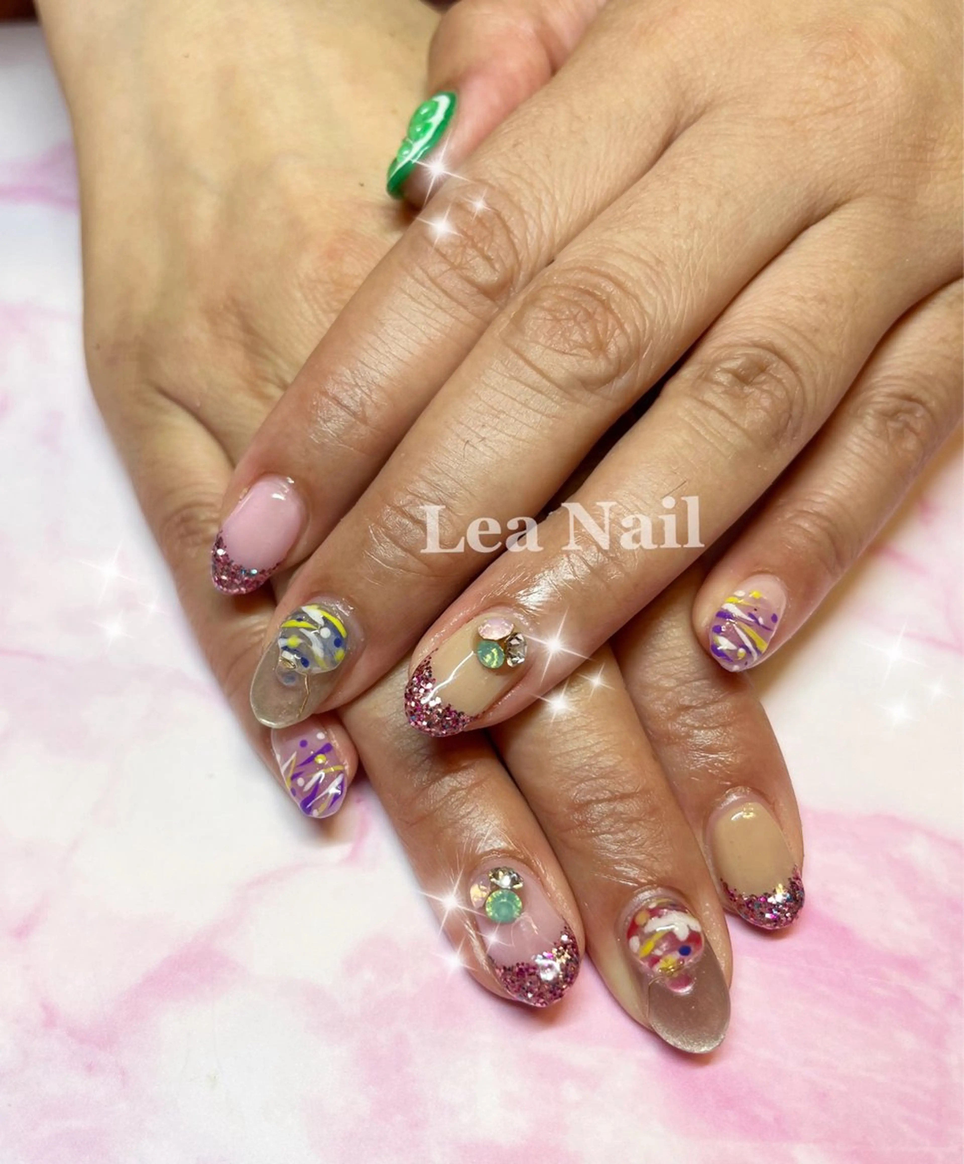 ネイル 持ち込み ヨーヨーネイル ハンドネイル Lea Nailのネイルデザイン