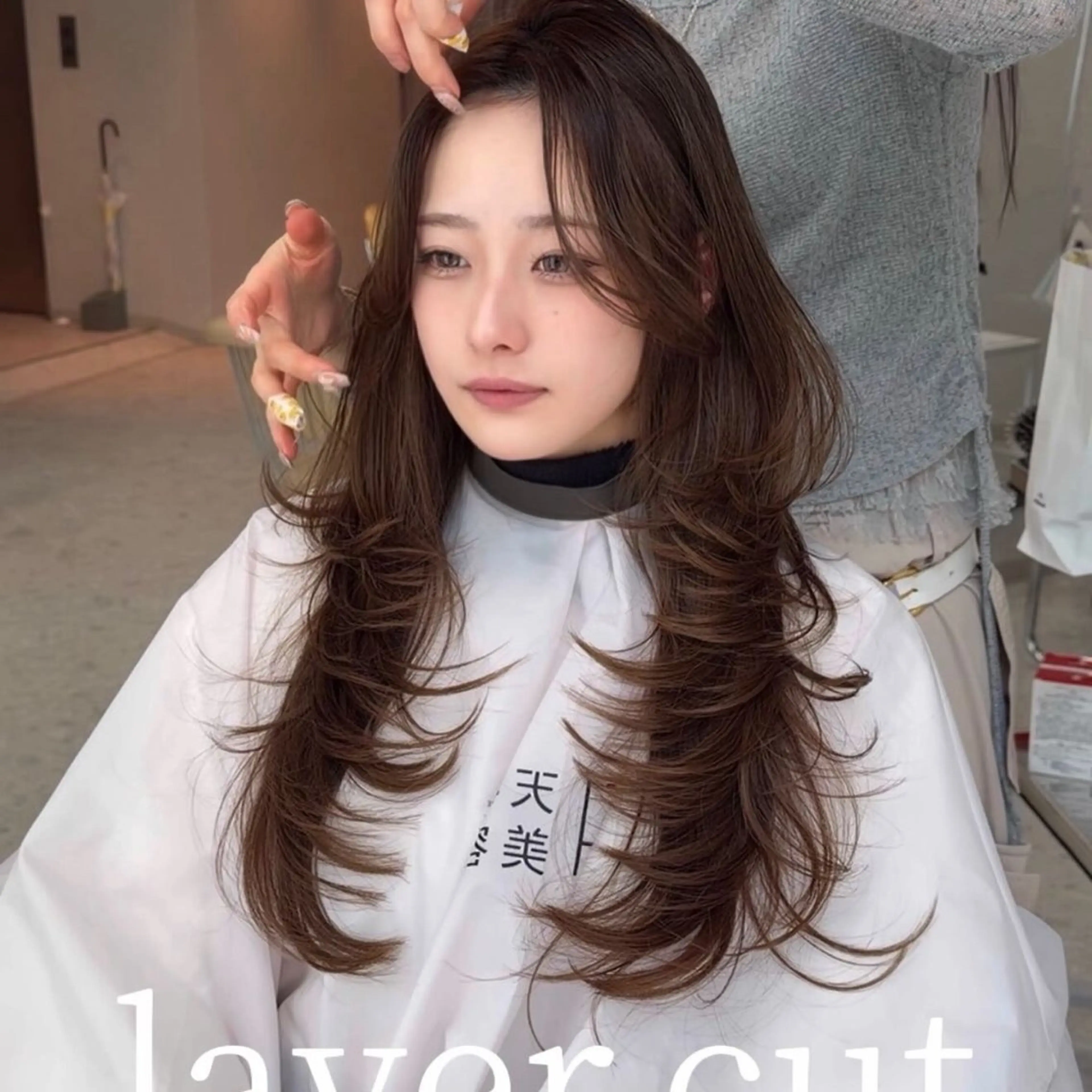 ロング 顔周りカット レイヤーカット 似合わせカット 小顔カット 当日予約/天神美容室 HACKのヘアスタイル