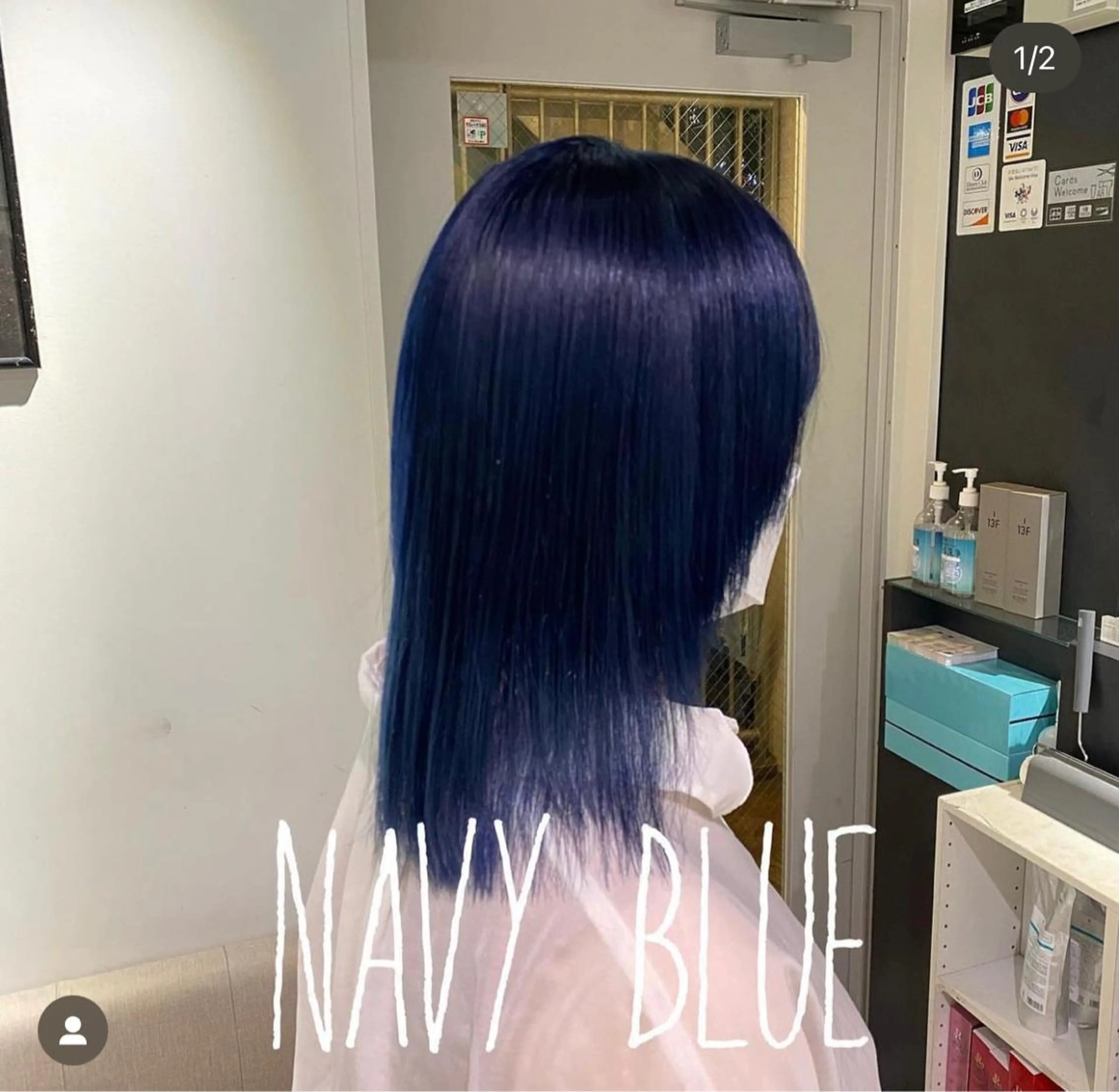 ミディアム カラー ブリーチ ブルーカラー ネイビーカラー L'wis所属・L'wis　比佐野 大地のヘアスタイル