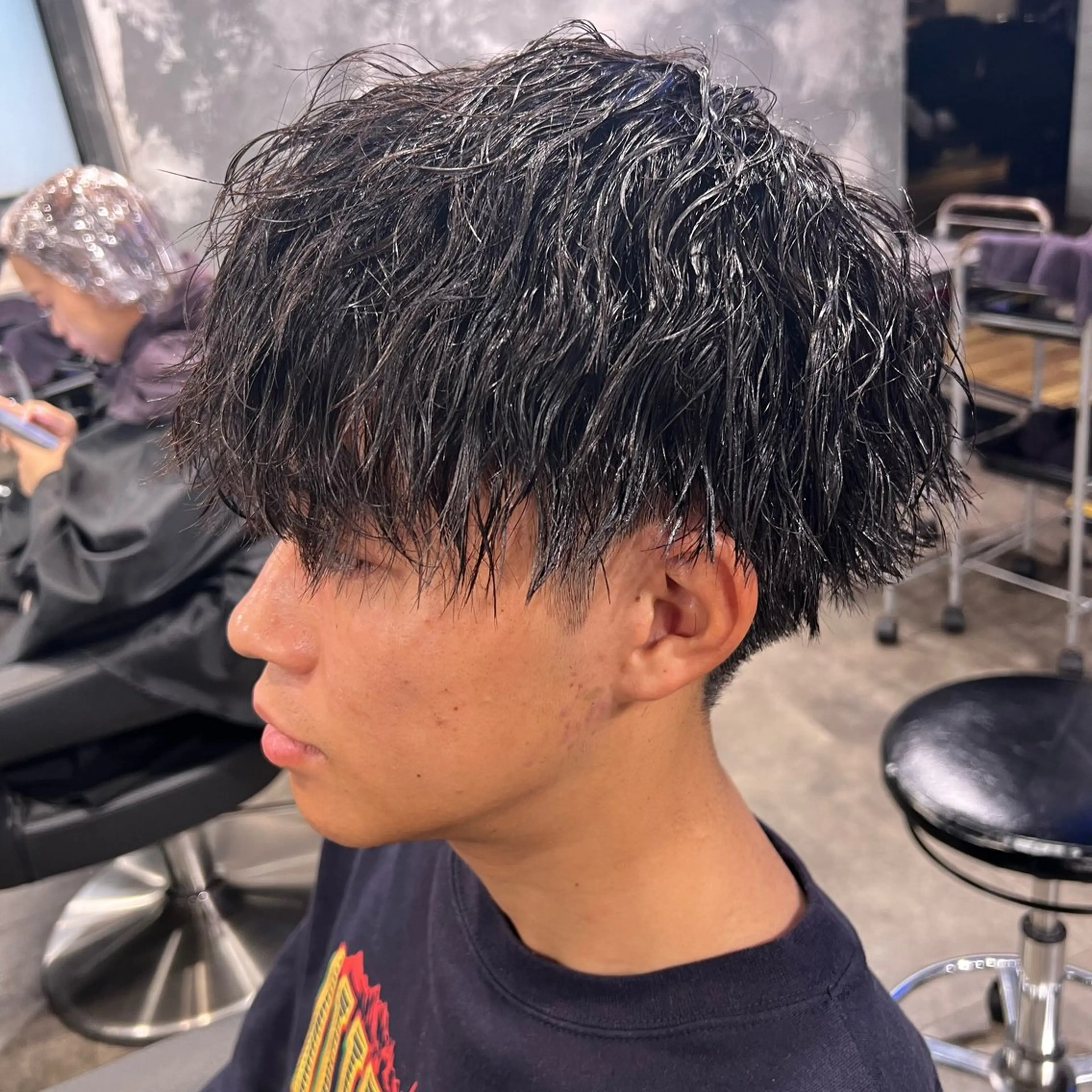 メンズ アップバング センターパート メンズハイライト マッシュ メンズパーマ カット パーマ 🪽直毛男子の救世主 🪽フェザーパーマのヘアスタイル