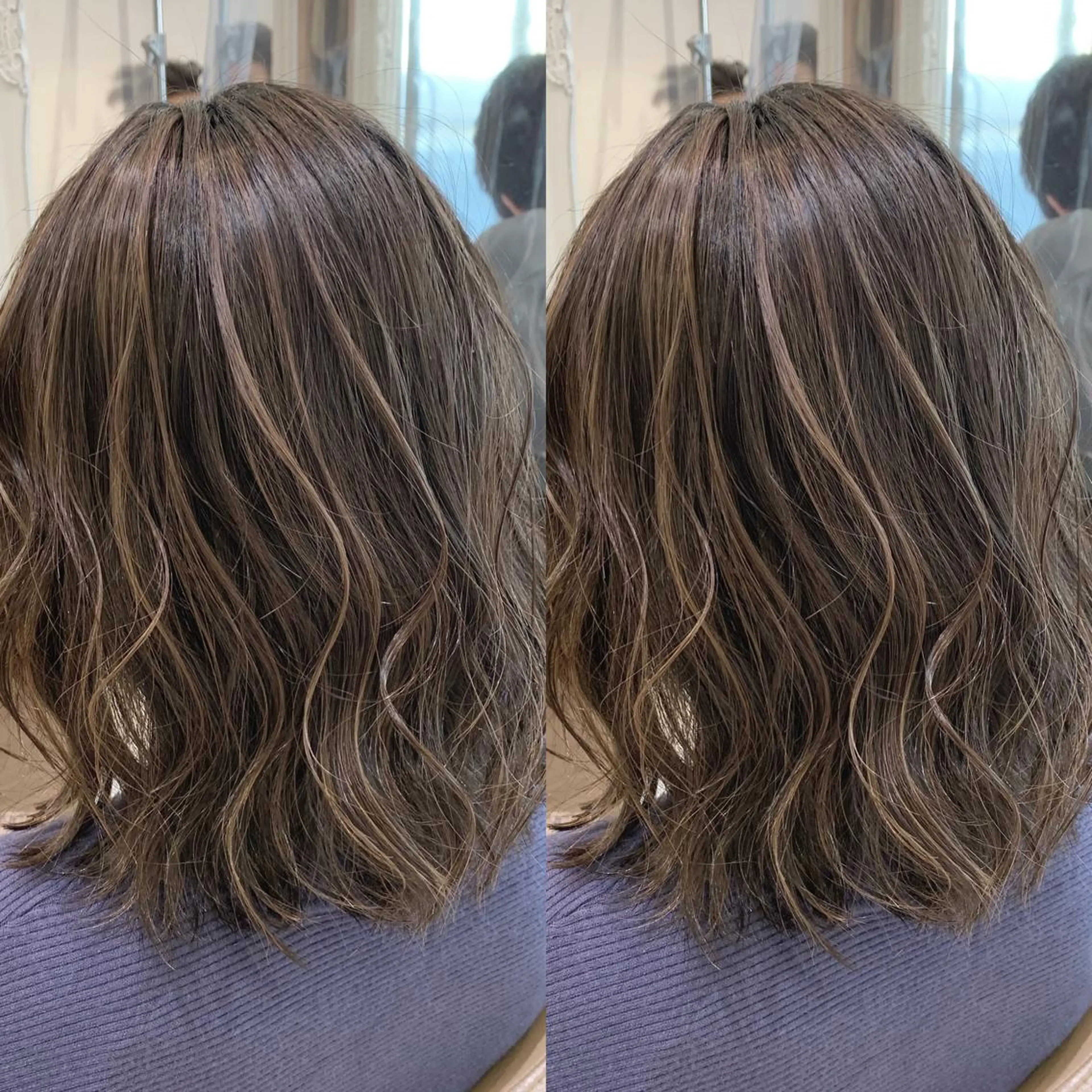 ミディアム カラー ヘアアレンジ 白髪ぼかしハイライト 茗荷谷駅徒歩2分のヘアスタイル