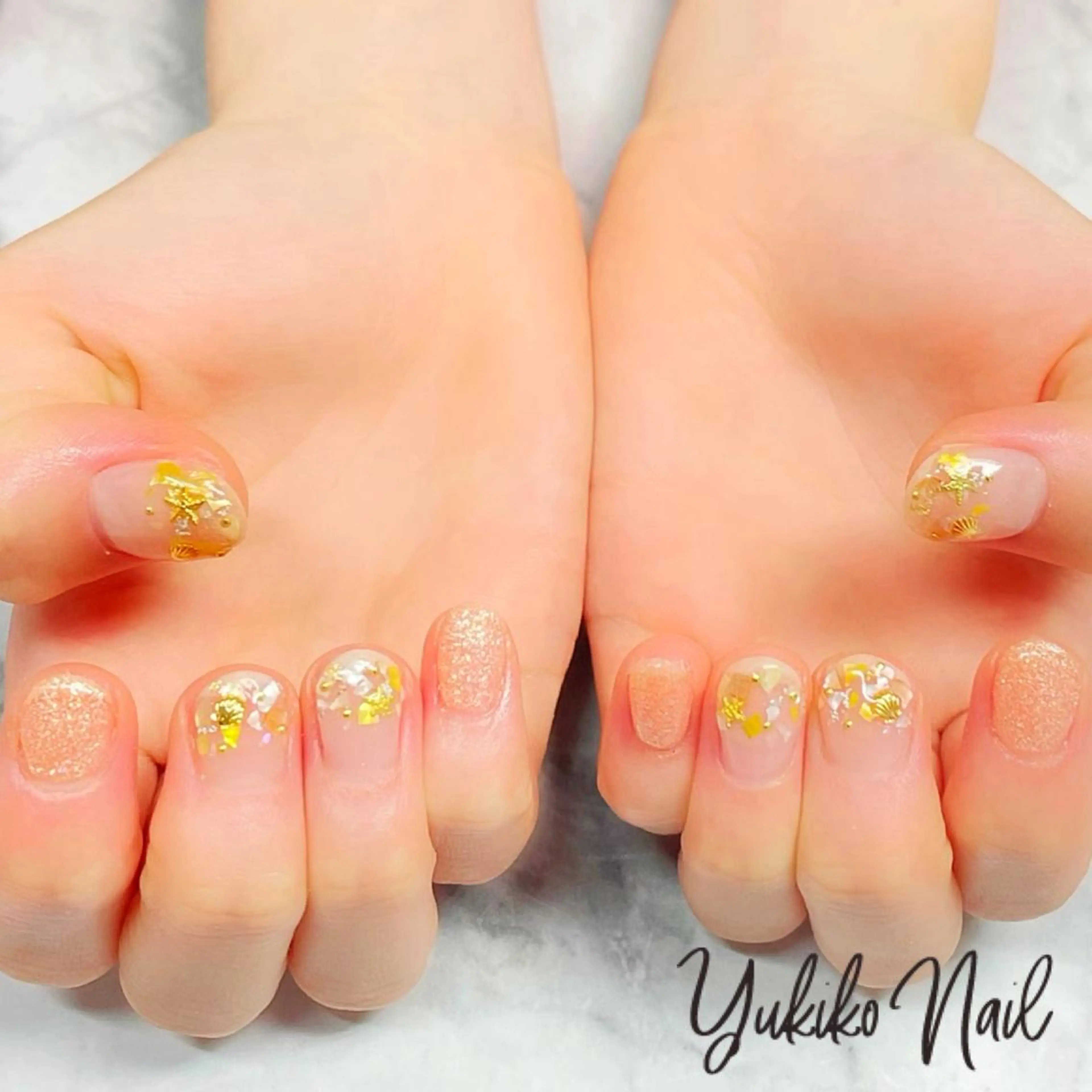 ネイル グラデーション オレンジ 夏ネイル ユキコ ネイルのネイルデザイン