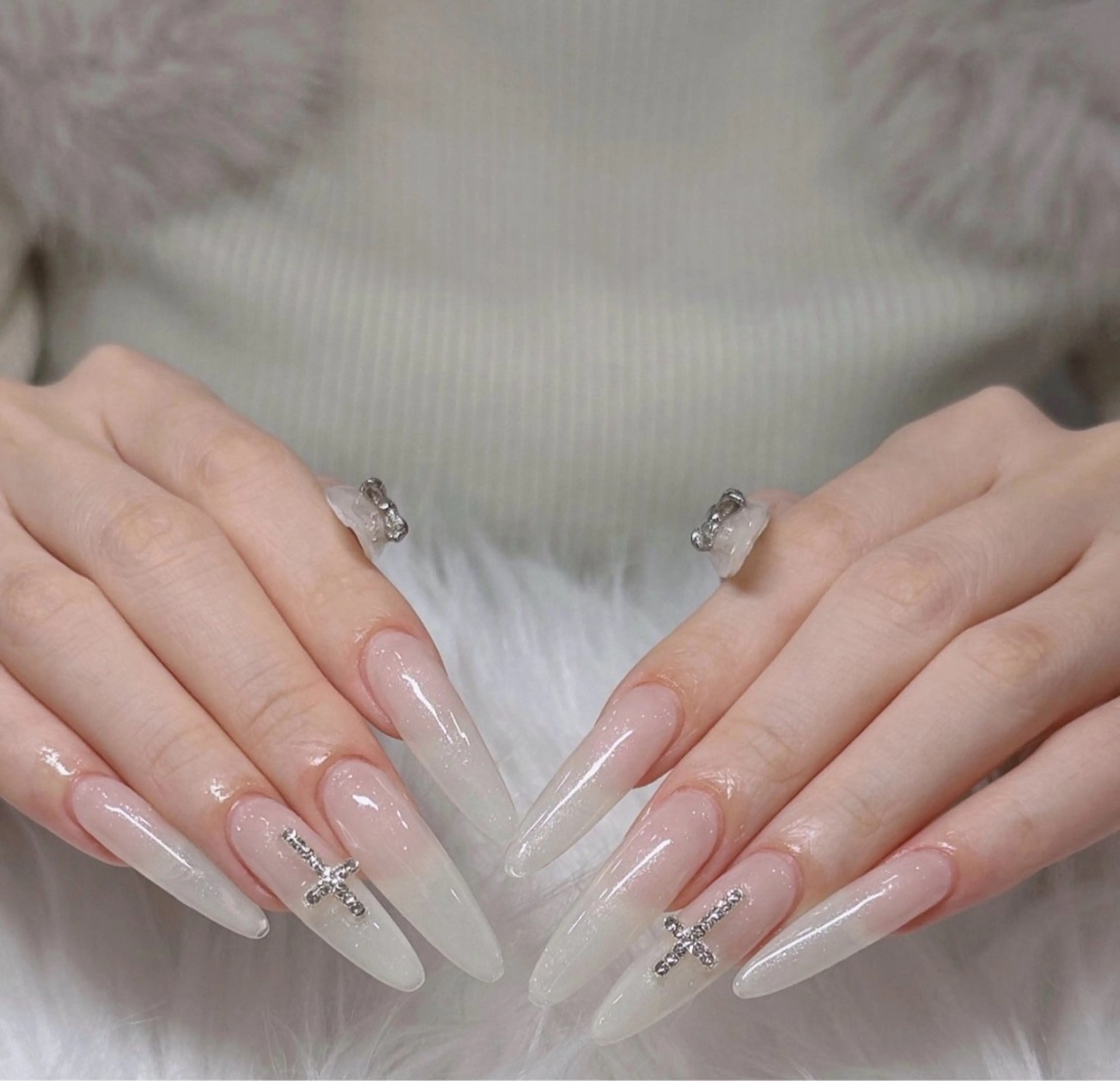 ネイル 長さ出し フレンチネイル 韓国ネイル レース マグネットネイル 高橋 ユキのネイルデザイン