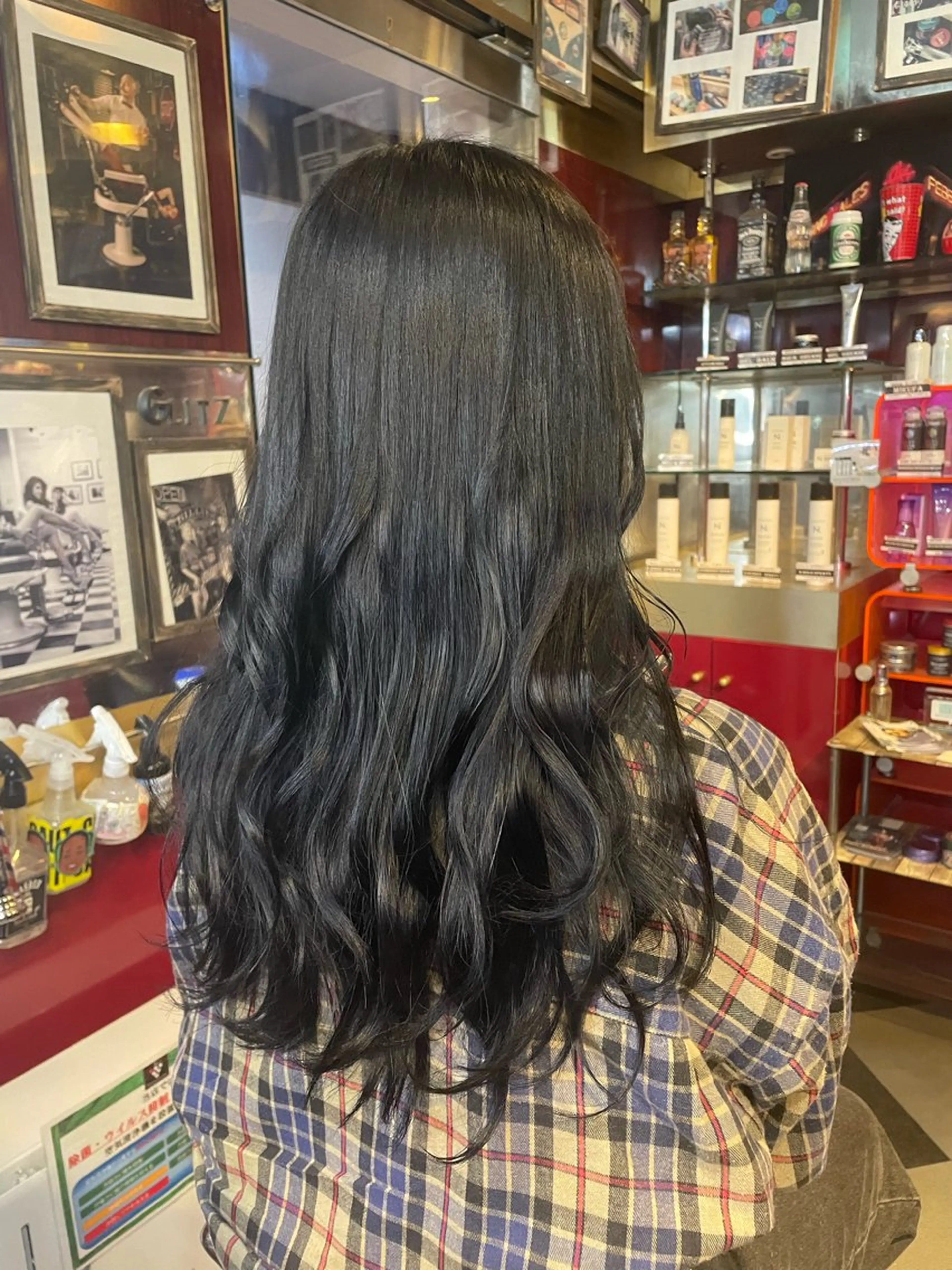 セミロング カラー 黒髪 ブルーカラー トリートメント 👑派手髪/カット 👑ANRYのヘアスタイル