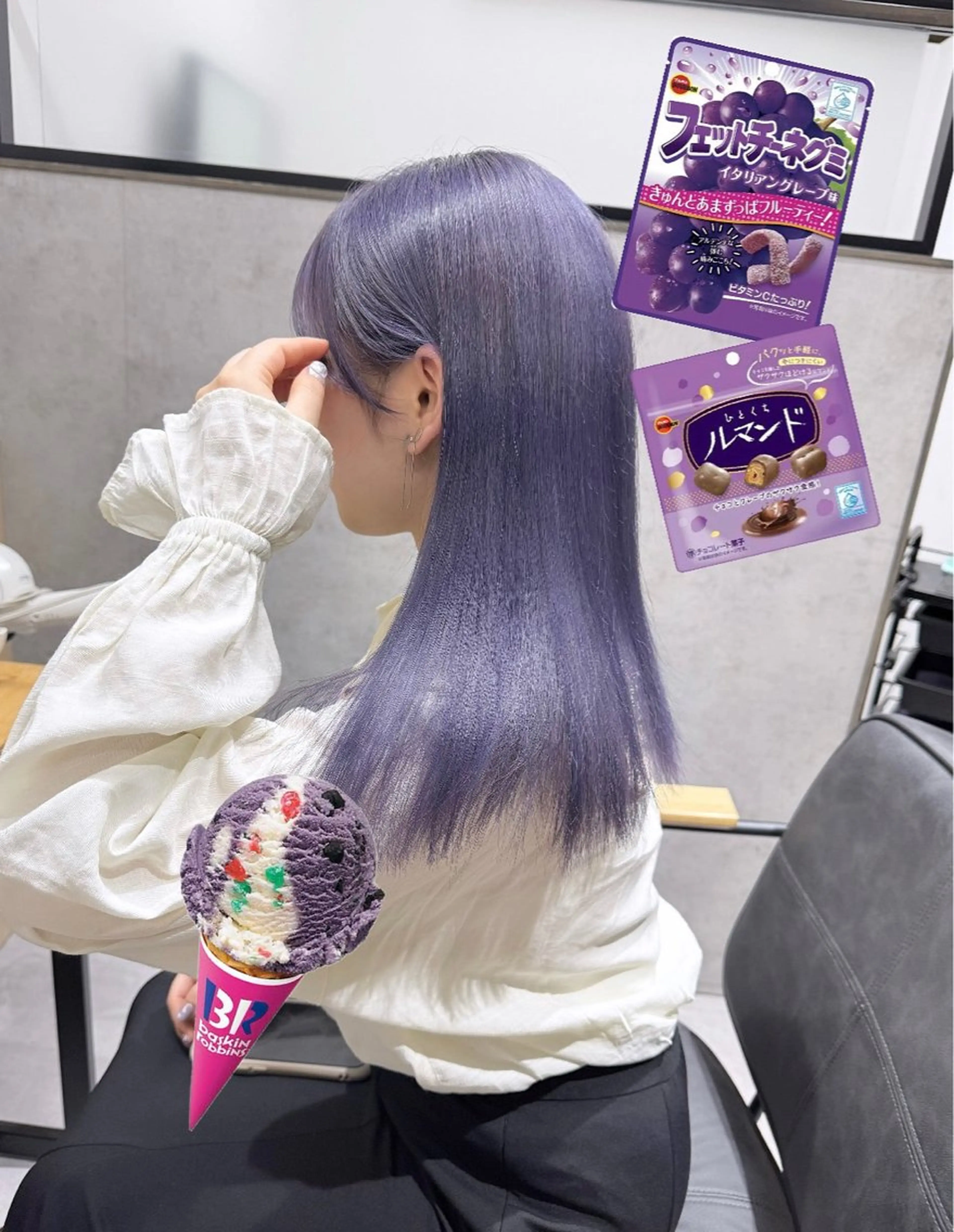 セミロング カラー ヘアカラー トリートメント 岡山ハイトーン・ ルーツカラー/こもものヘアスタイル