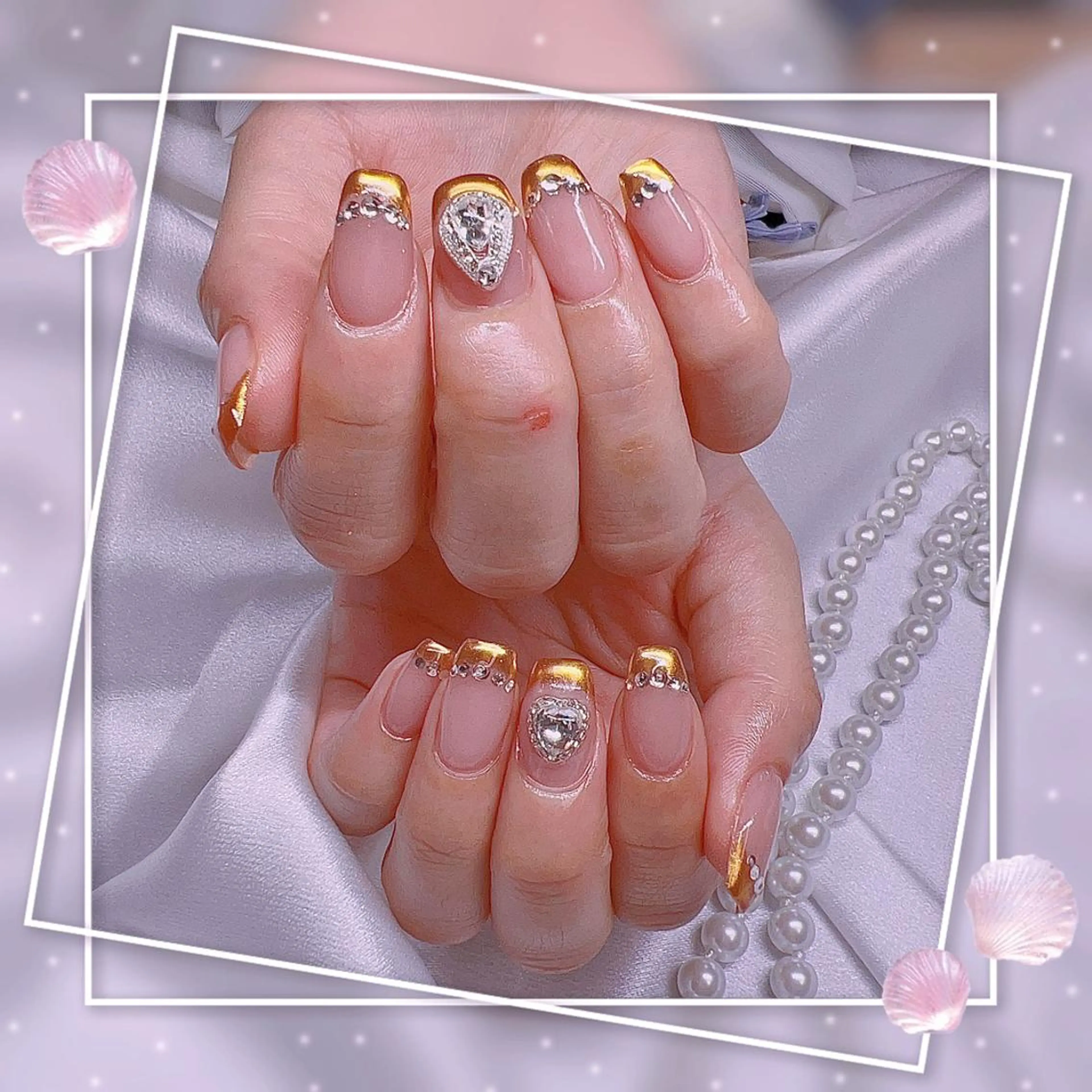 ネイル フレンチネイル キラキラネイル 韓国ネイル マグネットネイル マグネットフレンチ ハンドネイル ハンドケア Chill Nailsalonのネイルデザイン