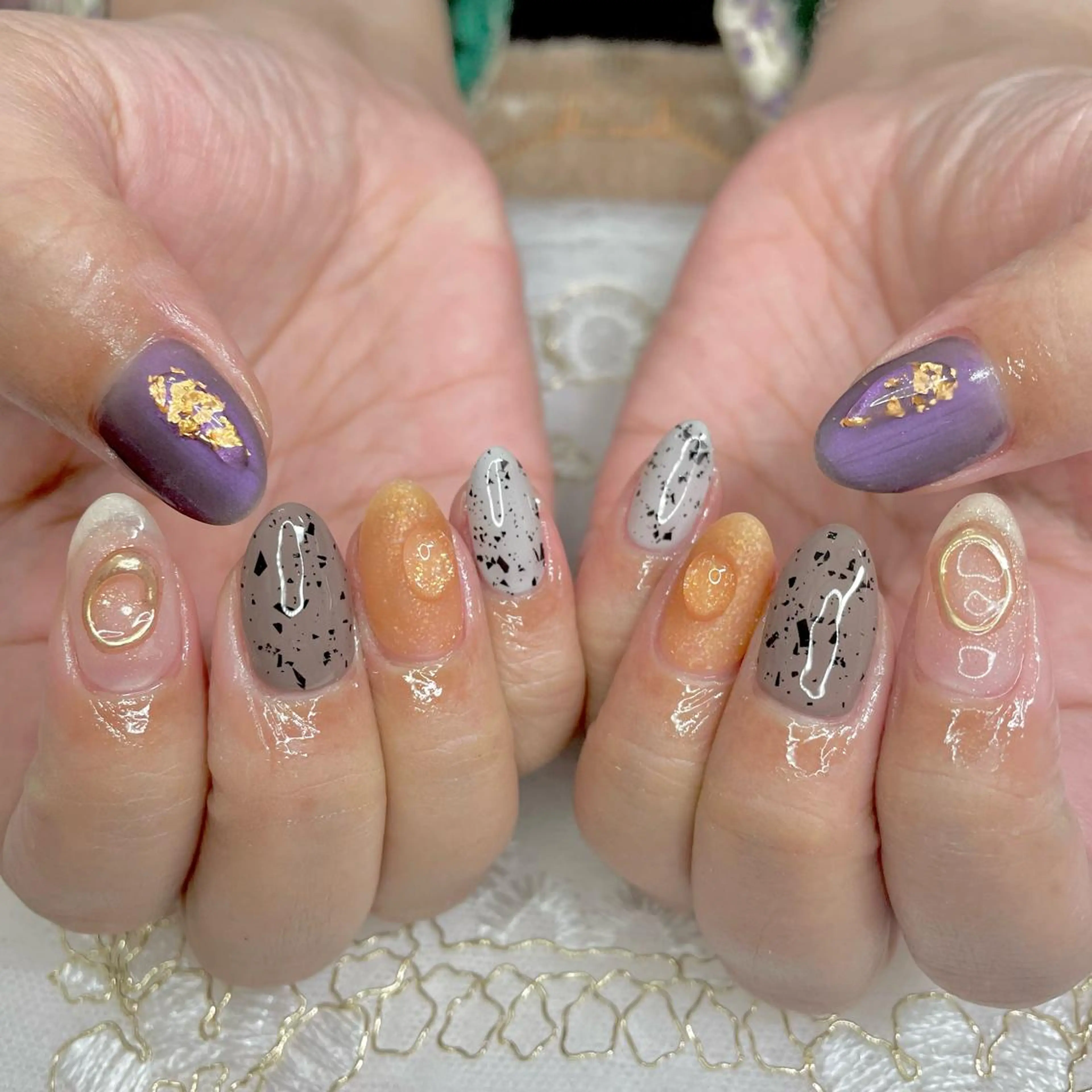 ネイル アートネイル オーロラネイル ジェルネイル 持ち込み ニュアンスネイル J terrace Nailのネイルデザイン