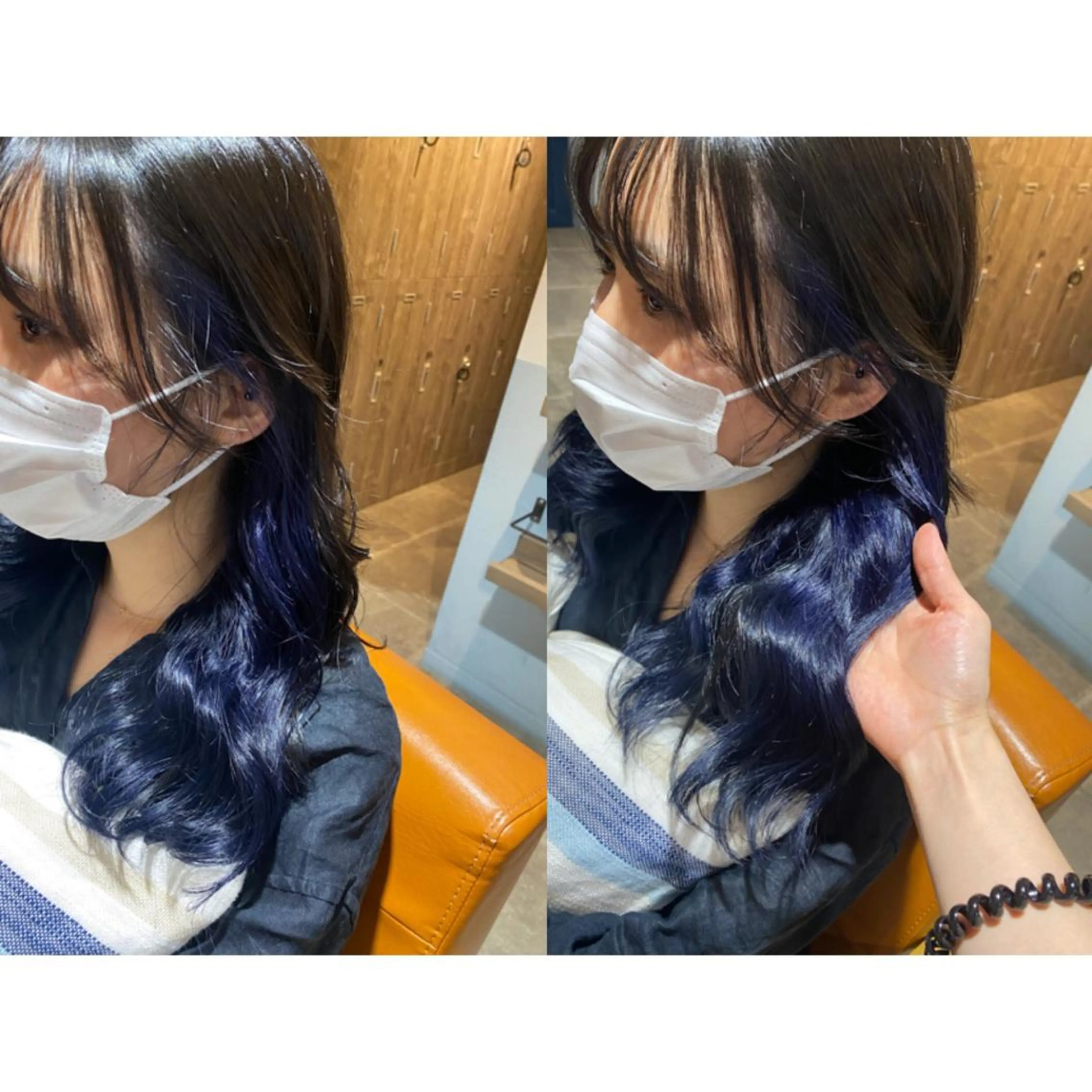 カラー ブリーチ ケアブリーチ インナーカラー ネイビーカラー 🐻結んで可愛い hair EMI🐻のヘアスタイル