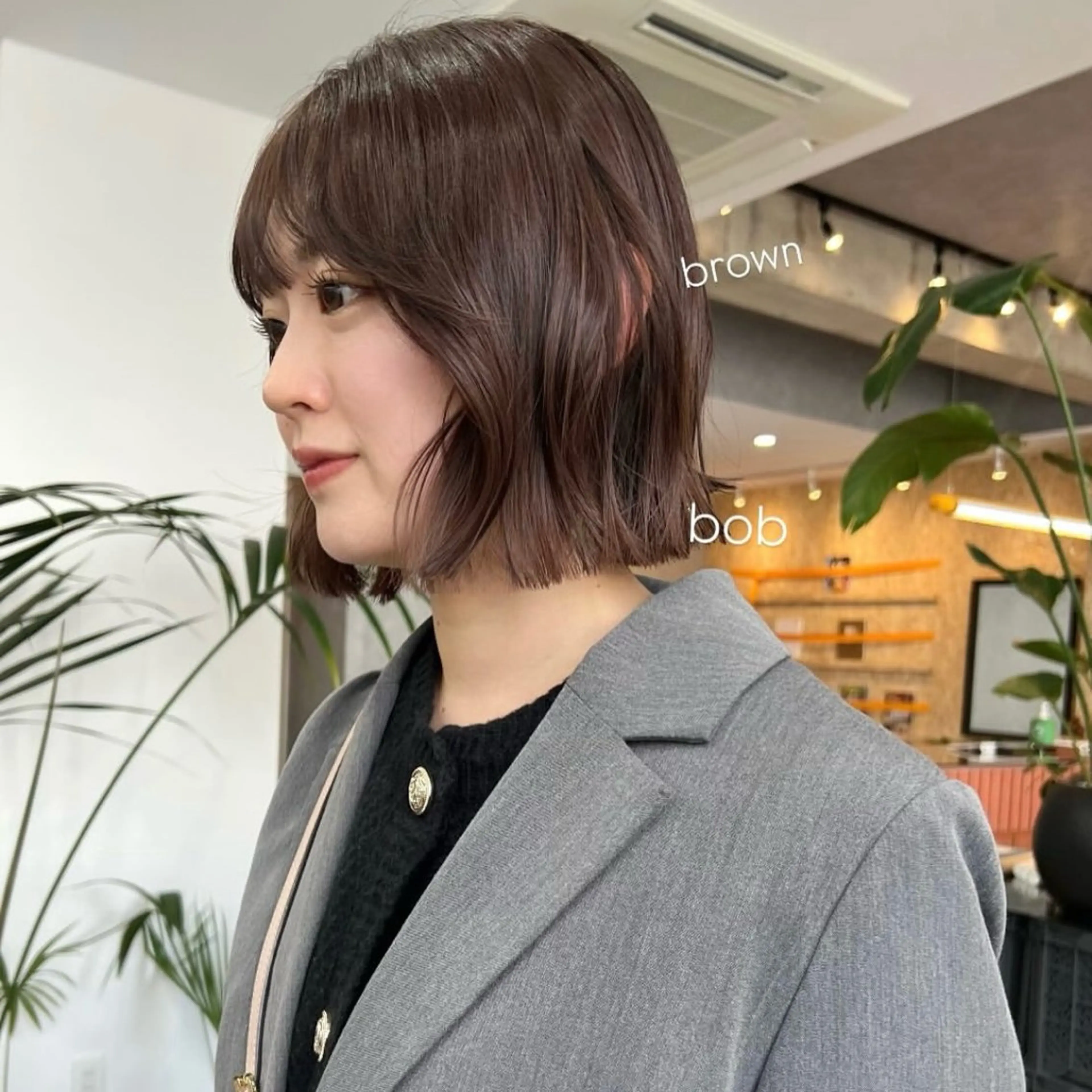 ミディアム カラー ブラウンカラー ボブ カット ヘアカラー arisa/暖色 /伏見/レイヤーのヘアスタイル