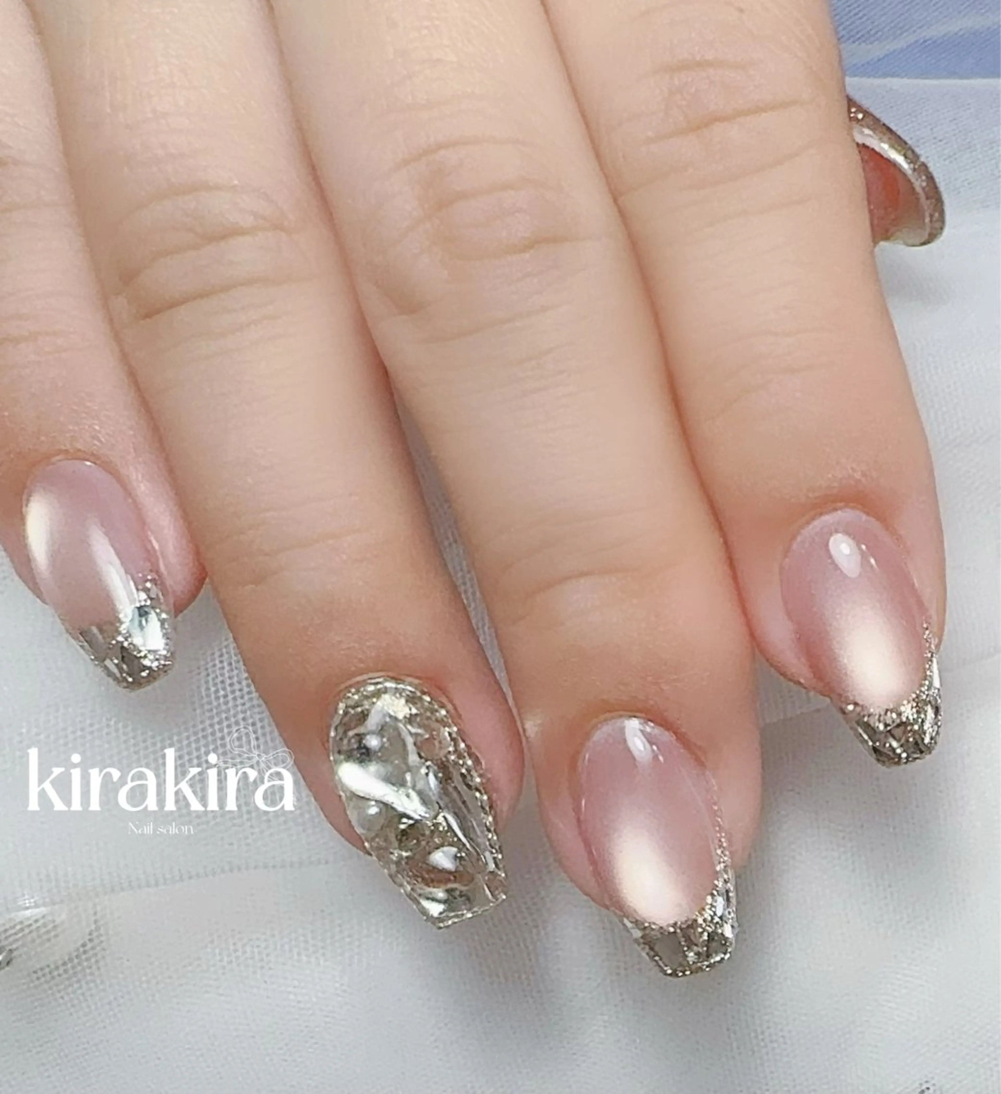 ネイル フットネイル フレンチネイル ガラスフレンチ キラキラネイル シンプルネイル Kirakira Nail salonのネイルデザイン