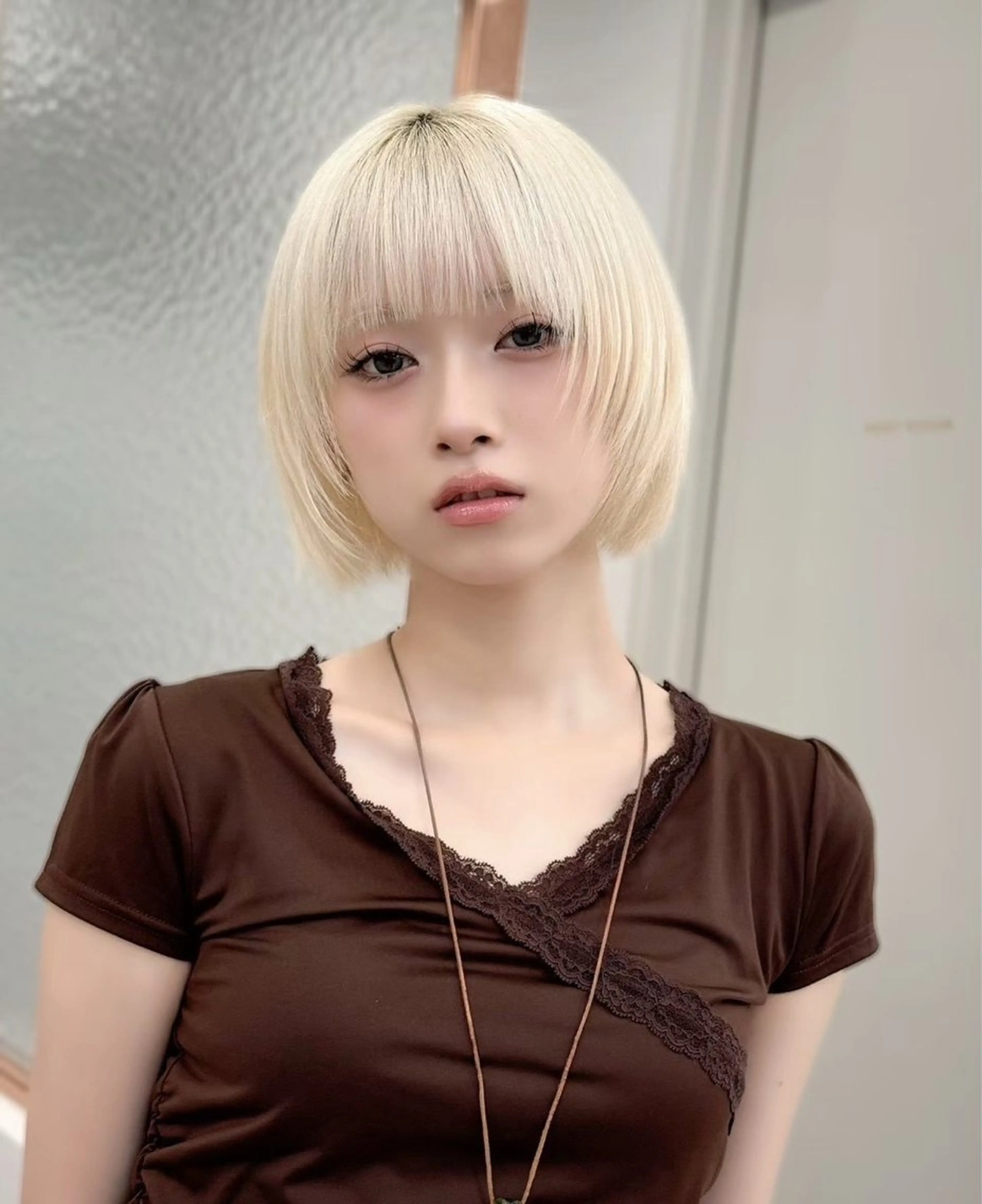 ショート カラー ボブ 顔まわりレイヤー レイヤーカット カット ヘアカラー 🩶縮毛矯正/ 艶髪/ボブ/芦川🩶のヘアスタイル