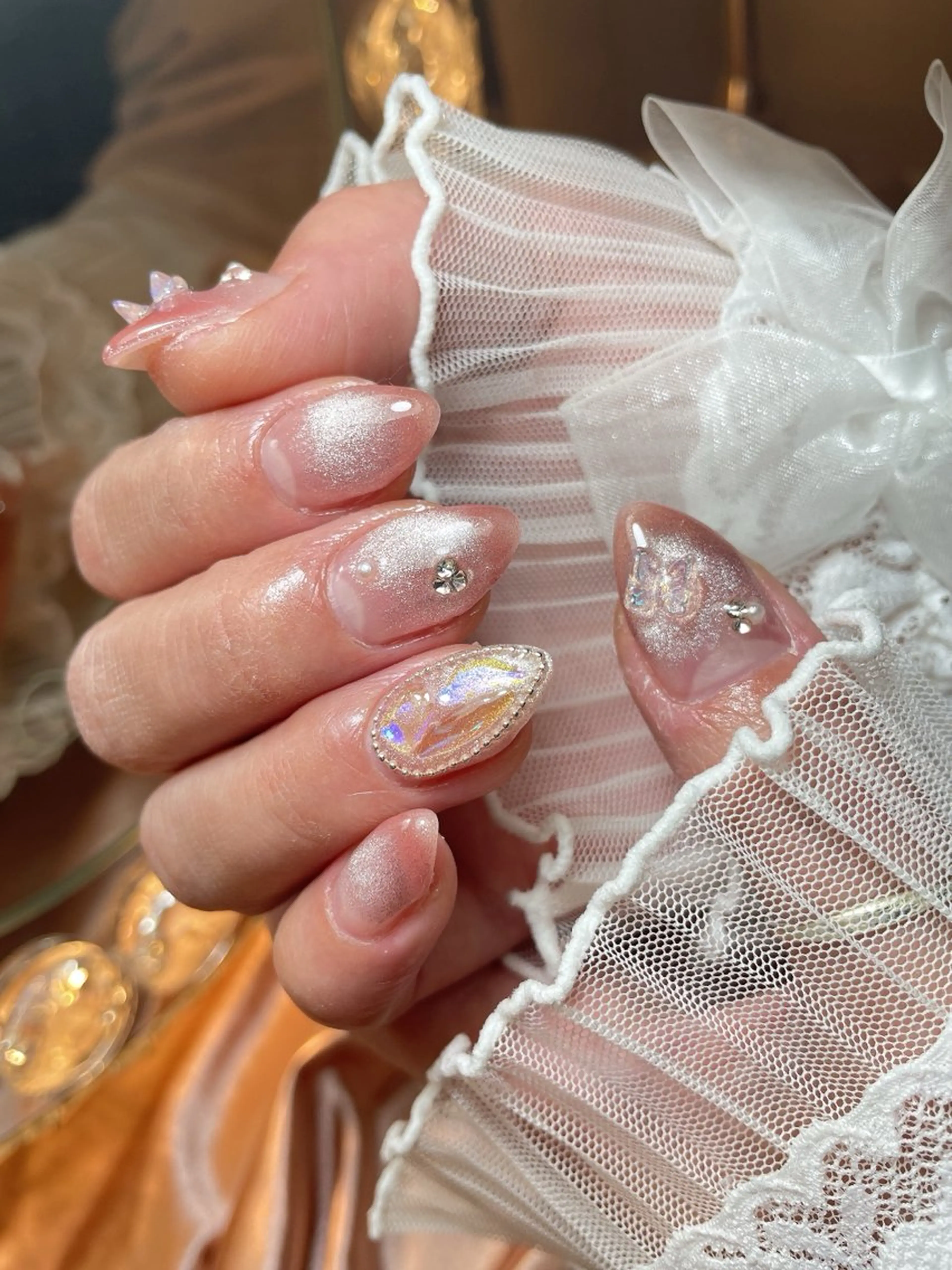 ネイル 23時まで❤︎韓国、 ワンホンネイルのネイルデザイン