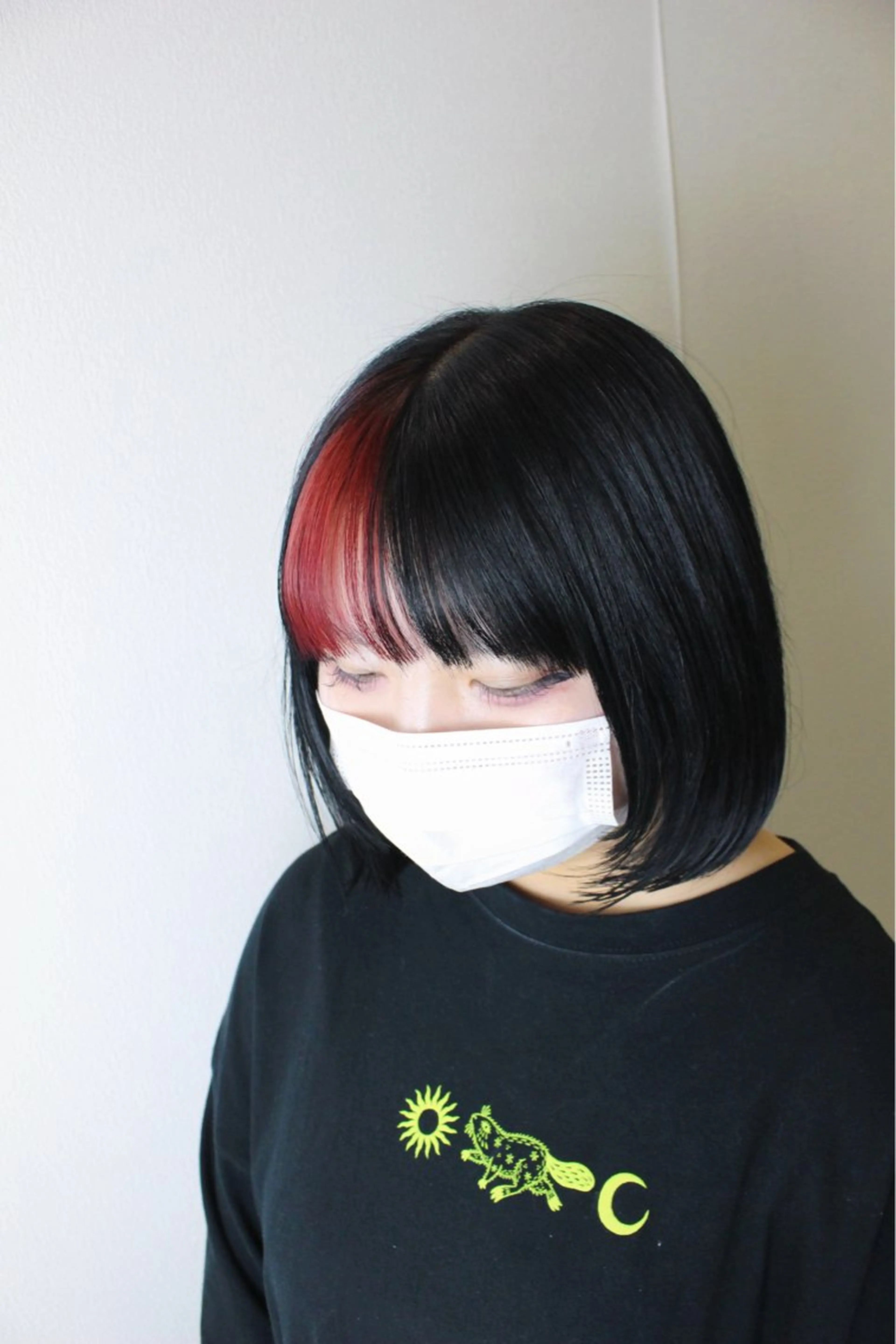 ミディアム カラー ブリーチ レッドカラー カット ヘアカラー 土居 正季のヘアスタイル