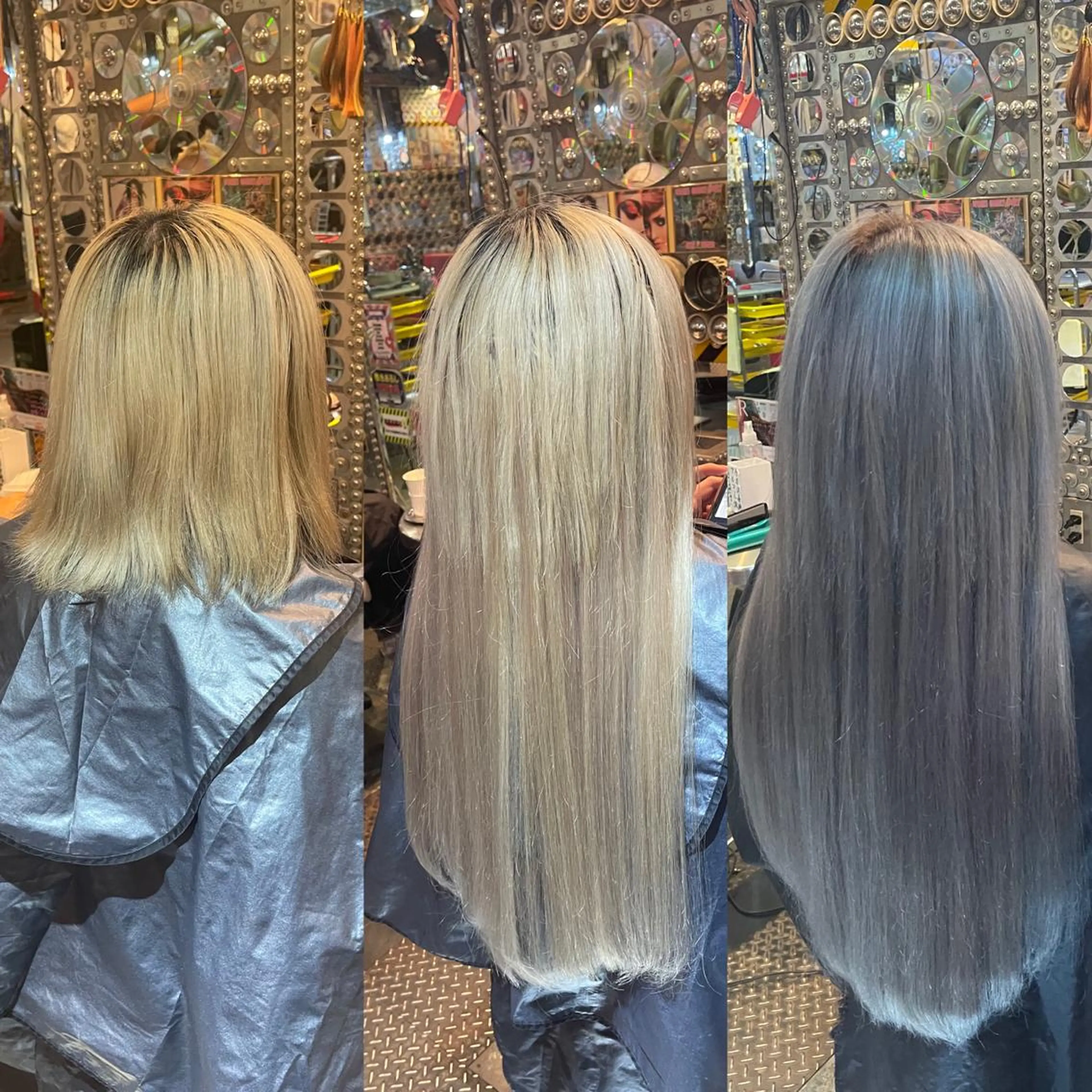 ロング カラー ヘアアレンジ 編み込みエクステ ハイトーンカラー シルバー エクステ 🌈派手髪エクステ ブレイズ🌈ひろとのヘアスタイル