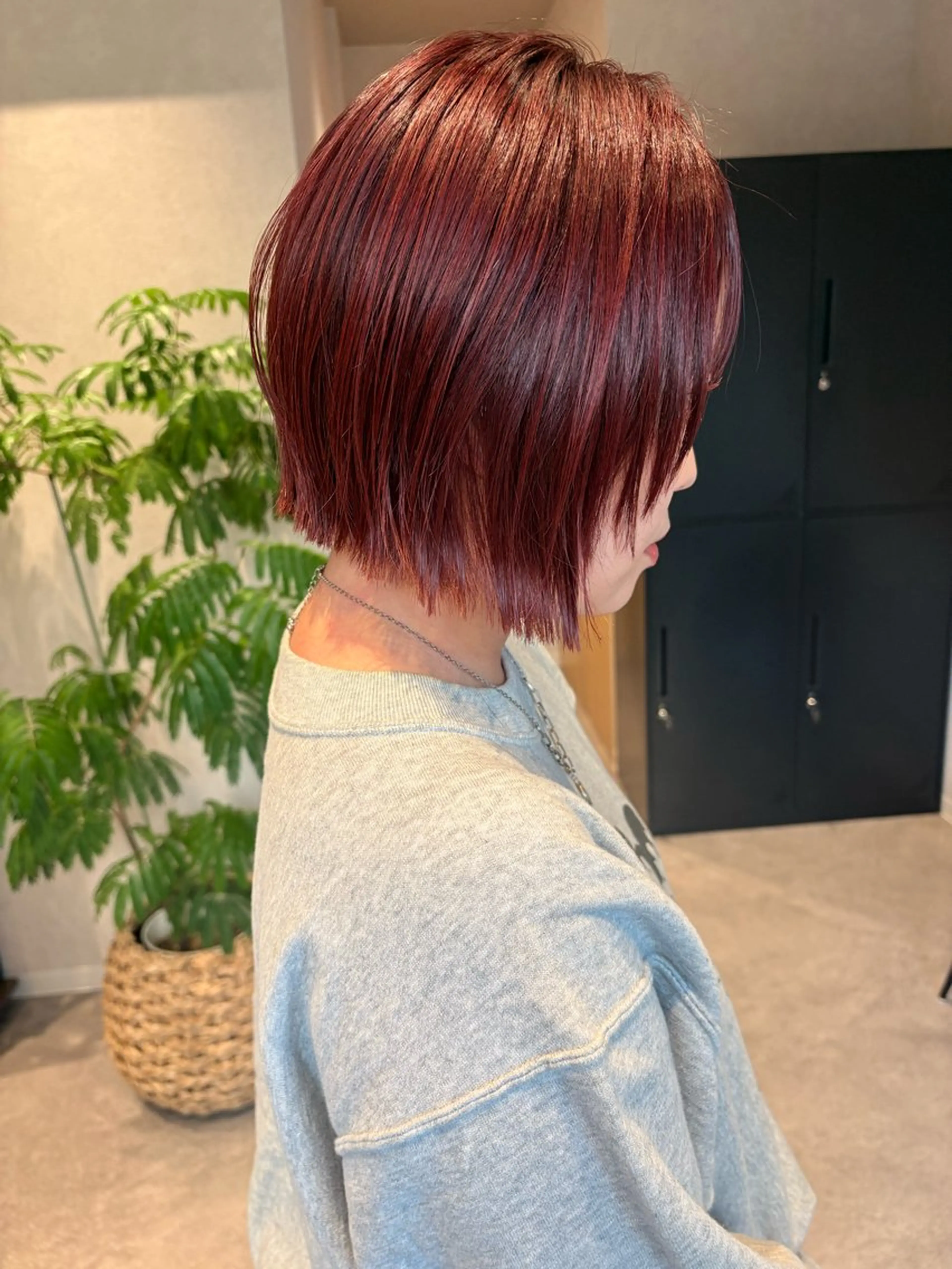 ショート 切りっぱなしボブ ボブレイヤー レッドブラウン ボブ レイヤーカット カット ヘアカラー トリートメント 【ボブ/個室サロン】 癒し空間mimuraのヘアスタイル