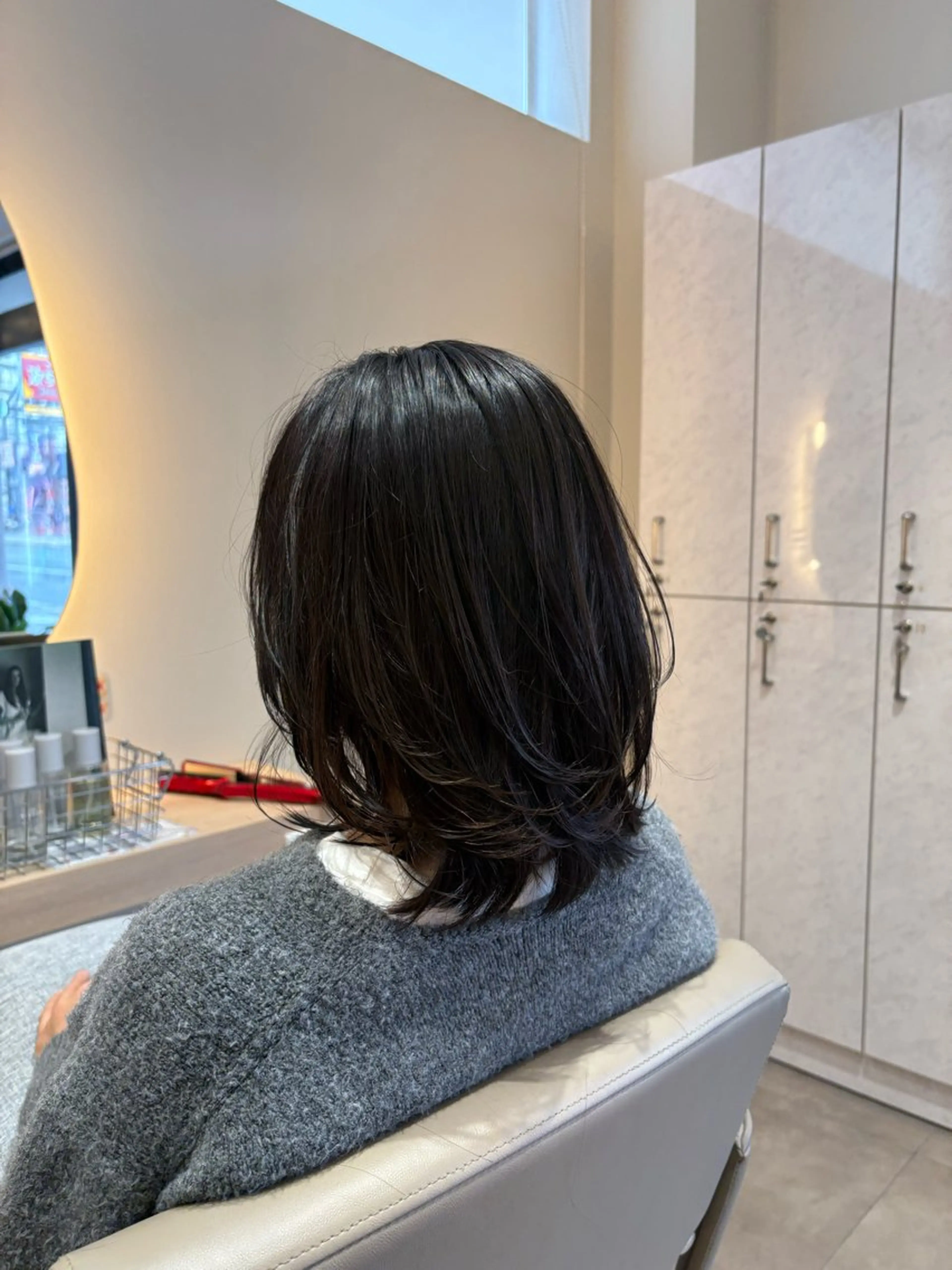 セミロング カラー レイヤーカット 小顔カット カット ヘアカラー レイヤー/透明感/髪 質改善/メンズ/佐藤のヘアスタイル