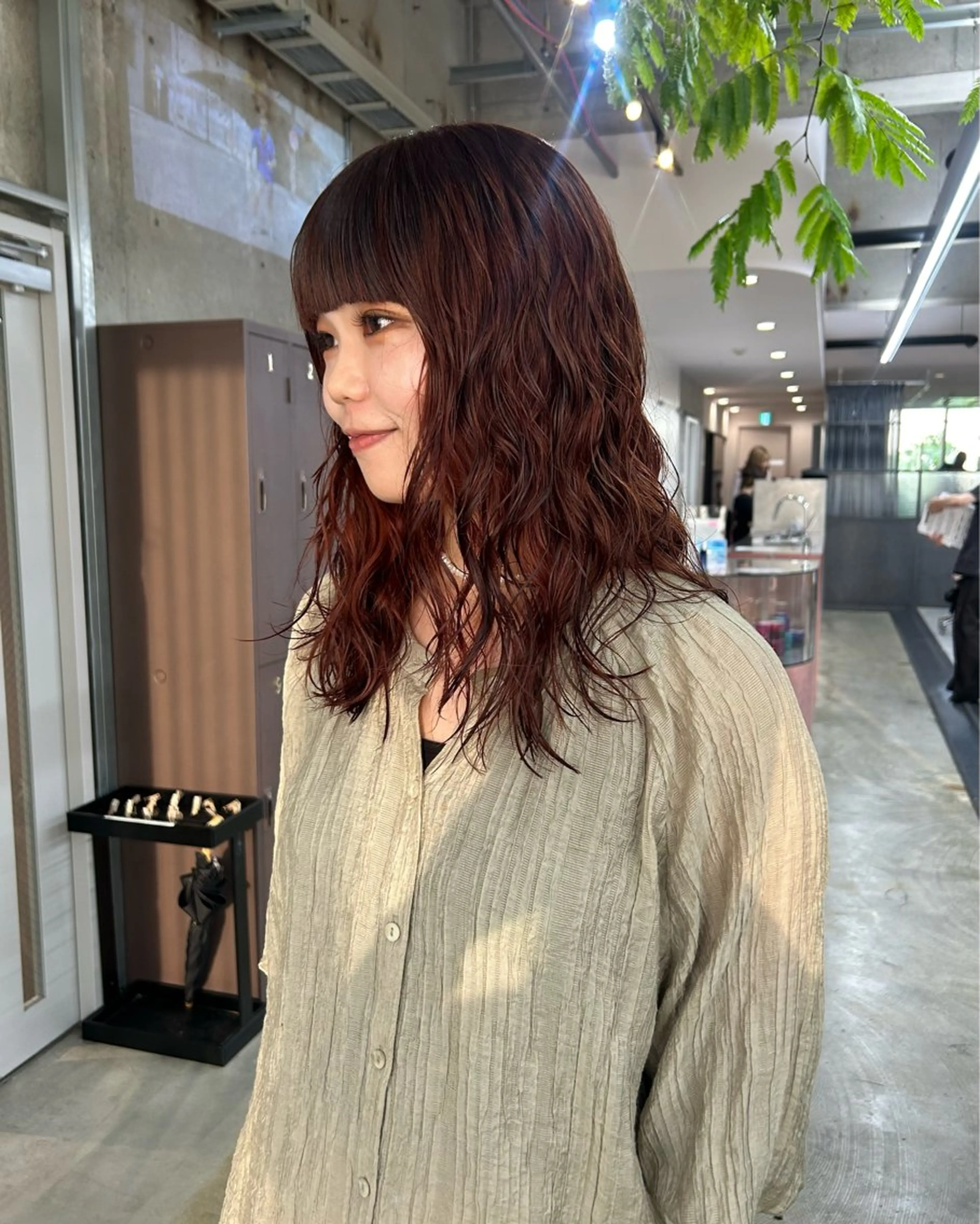 ロング カット ヘアカラー パーマ オリーブ/レイヤー/ 酸性ストレート/ゆなのヘアスタイル