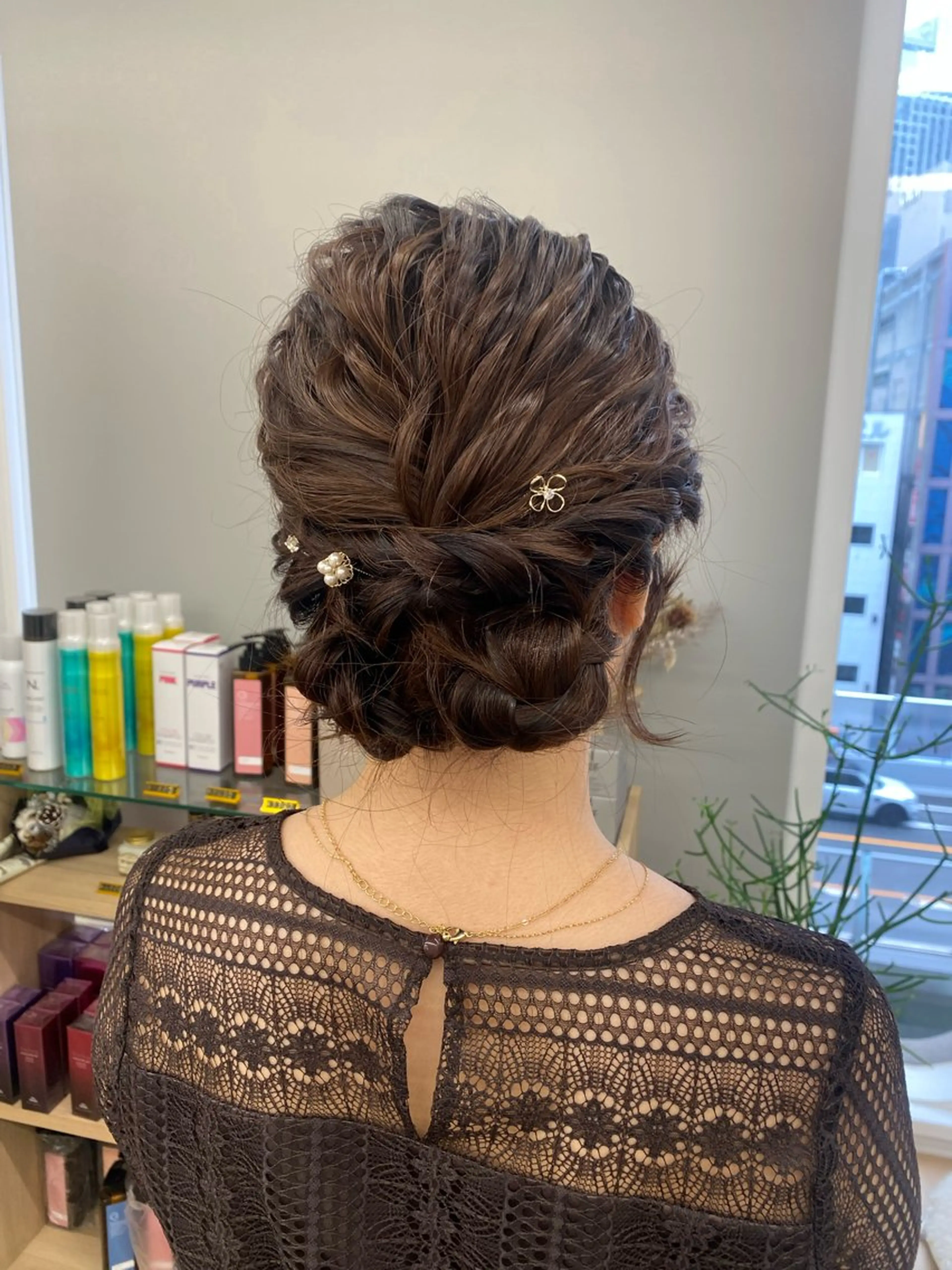 ミディアム カラー ヘアアレンジ 結婚式・ブライダル ボブ /ニュアンス/ satomi🧸💖のヘアスタイル