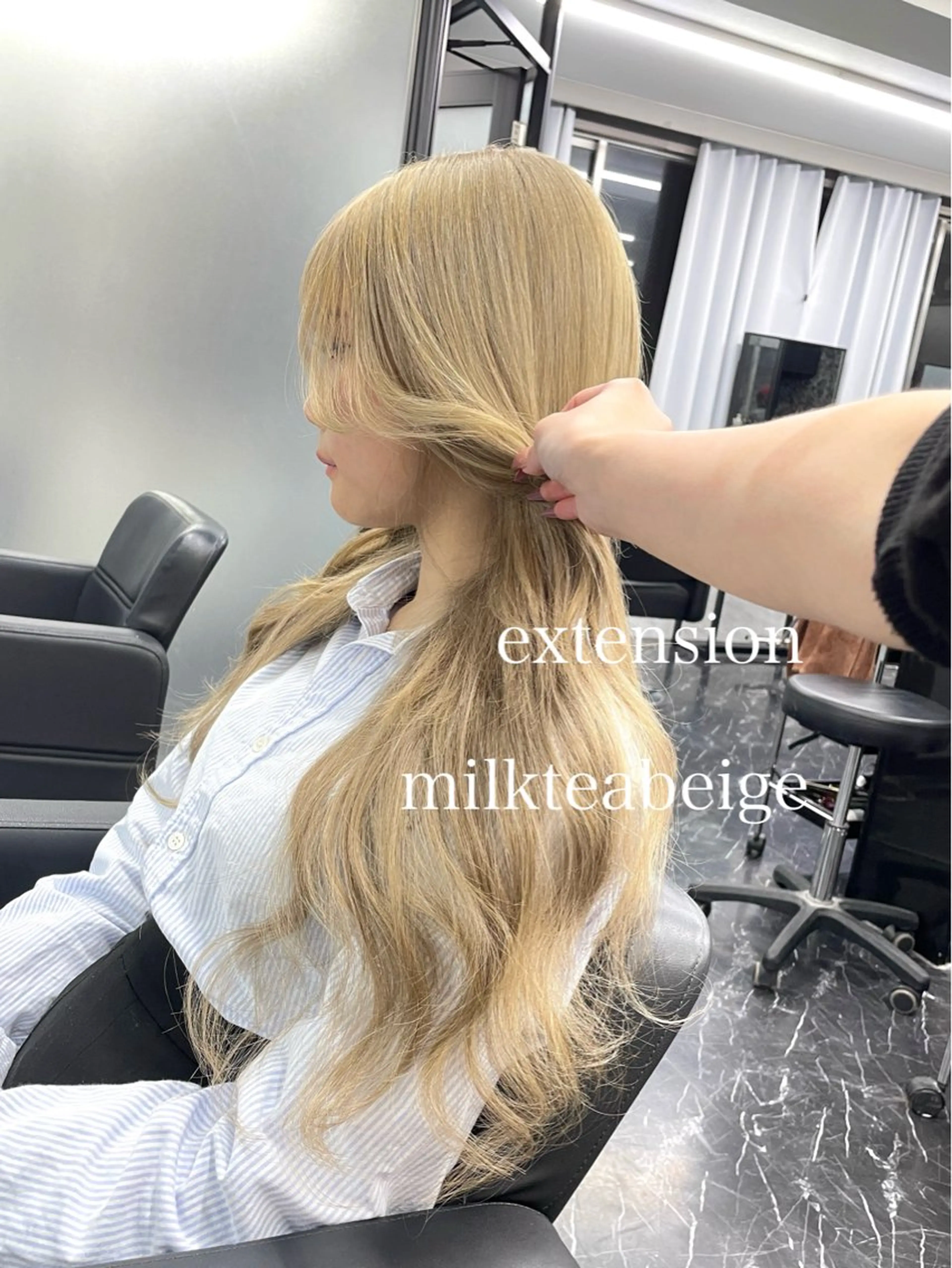 ロング カラー ヘアカラー エクステ エクステ🩵ブリーチ 韓国ヘア🩵KAEのヘアスタイル