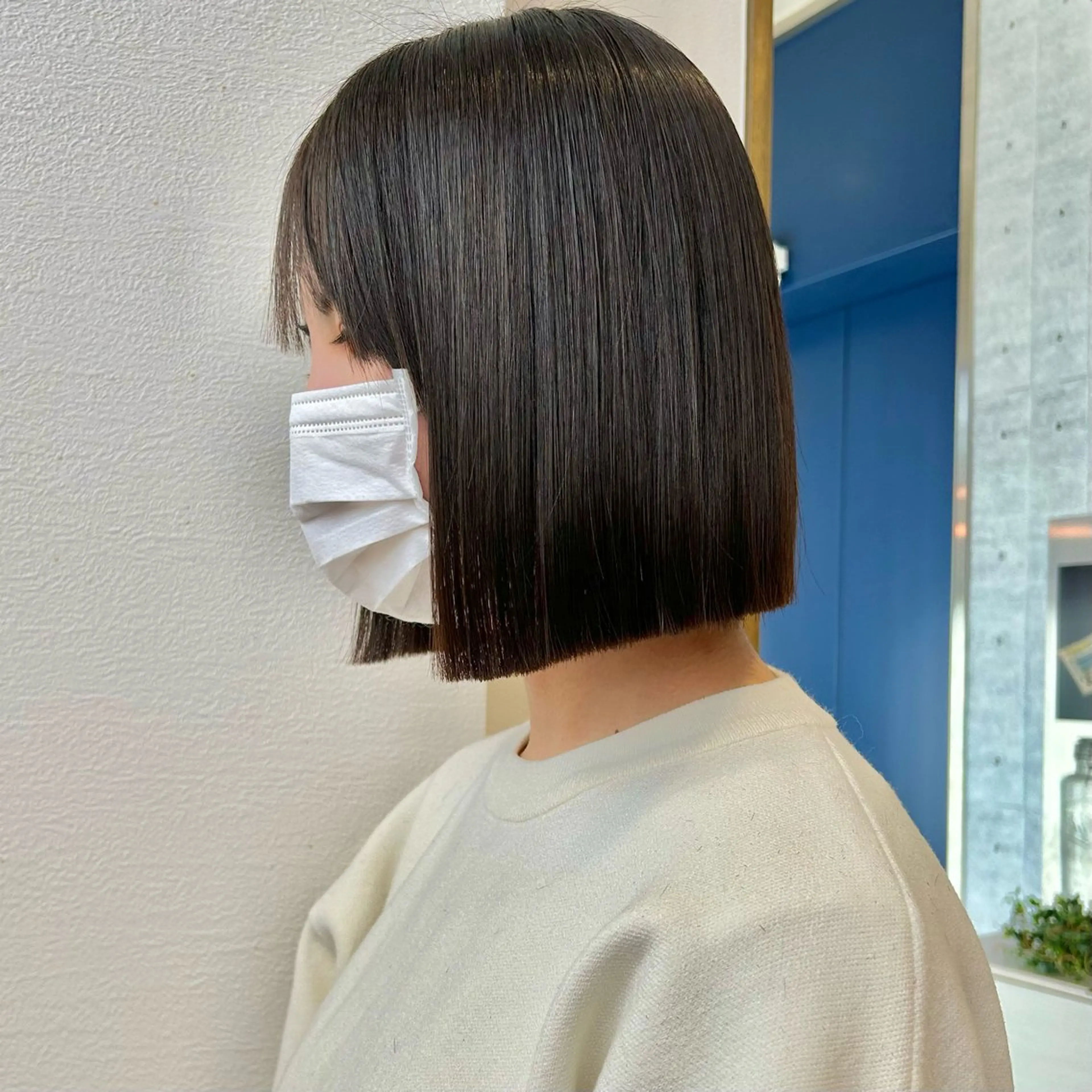 ミディアム ワンレンボブ ボブ 顔周りカット 髪質改善 縮毛矯正 カット 縮毛矯正 トリートメント 髪質改善【縮毛矯正】 北千住 田邉 澪のヘアスタイル