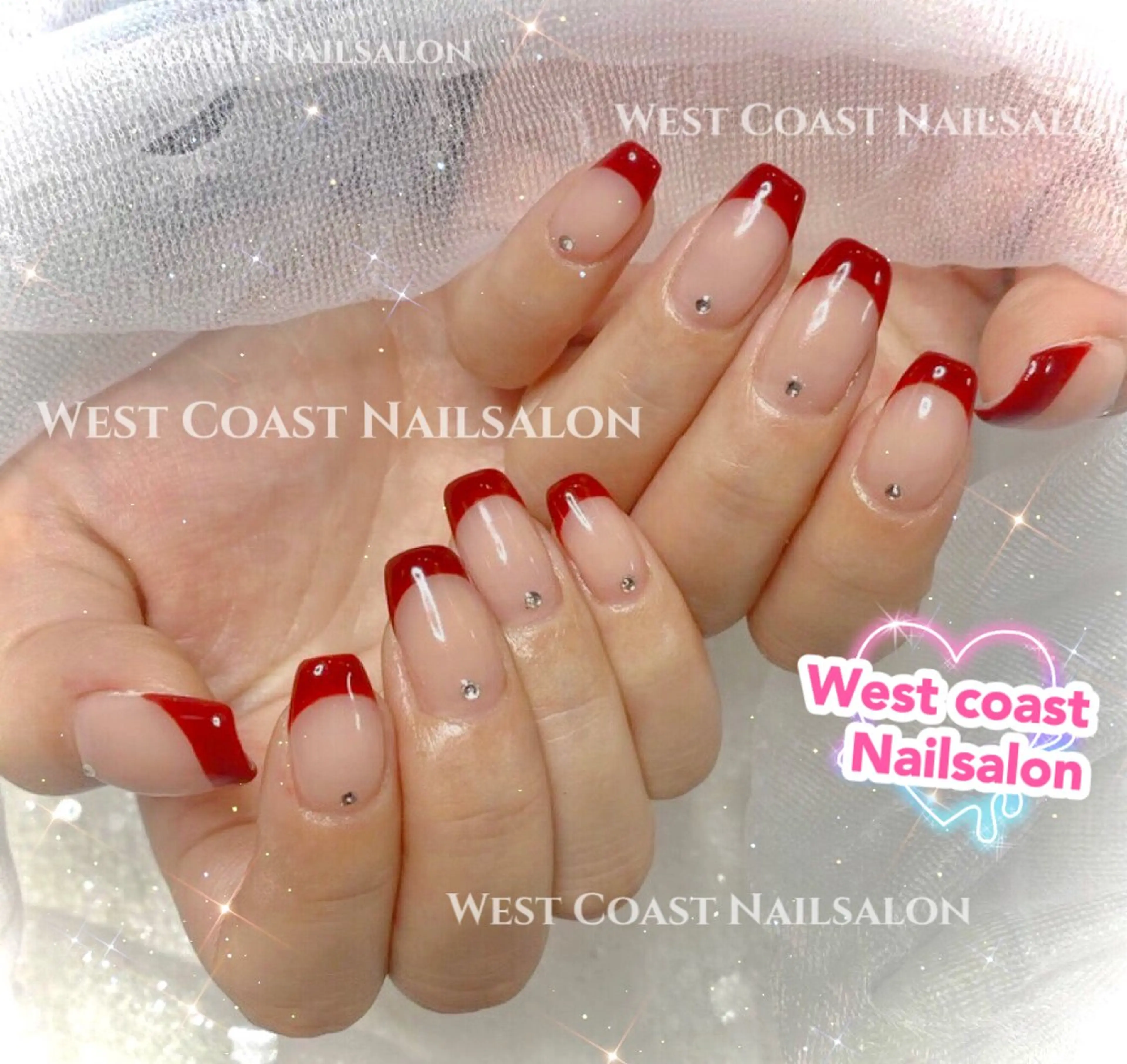 ネイル ハンドネイル リボン、ガーリー パーツ放題専門店のネイルデザイン