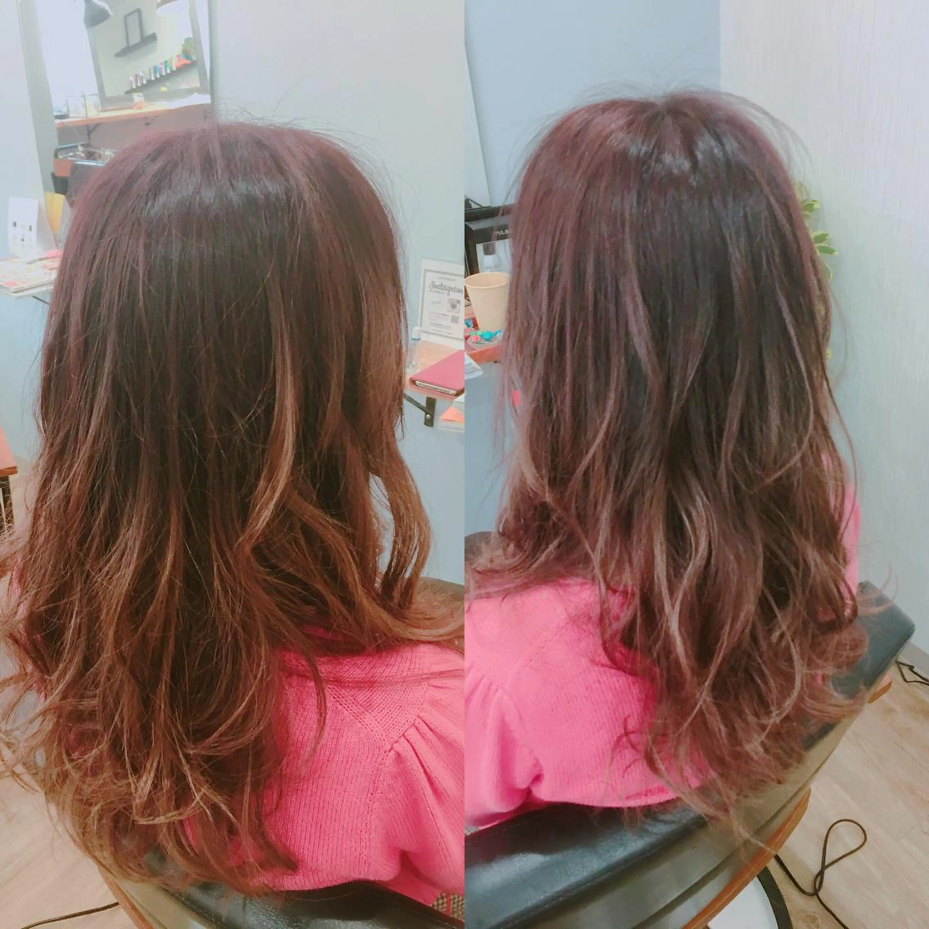 ロング カラー ベージュカラー グラデーションカラー ピンクカラー ピンクベージュ 竹本 将太のヘアスタイル
