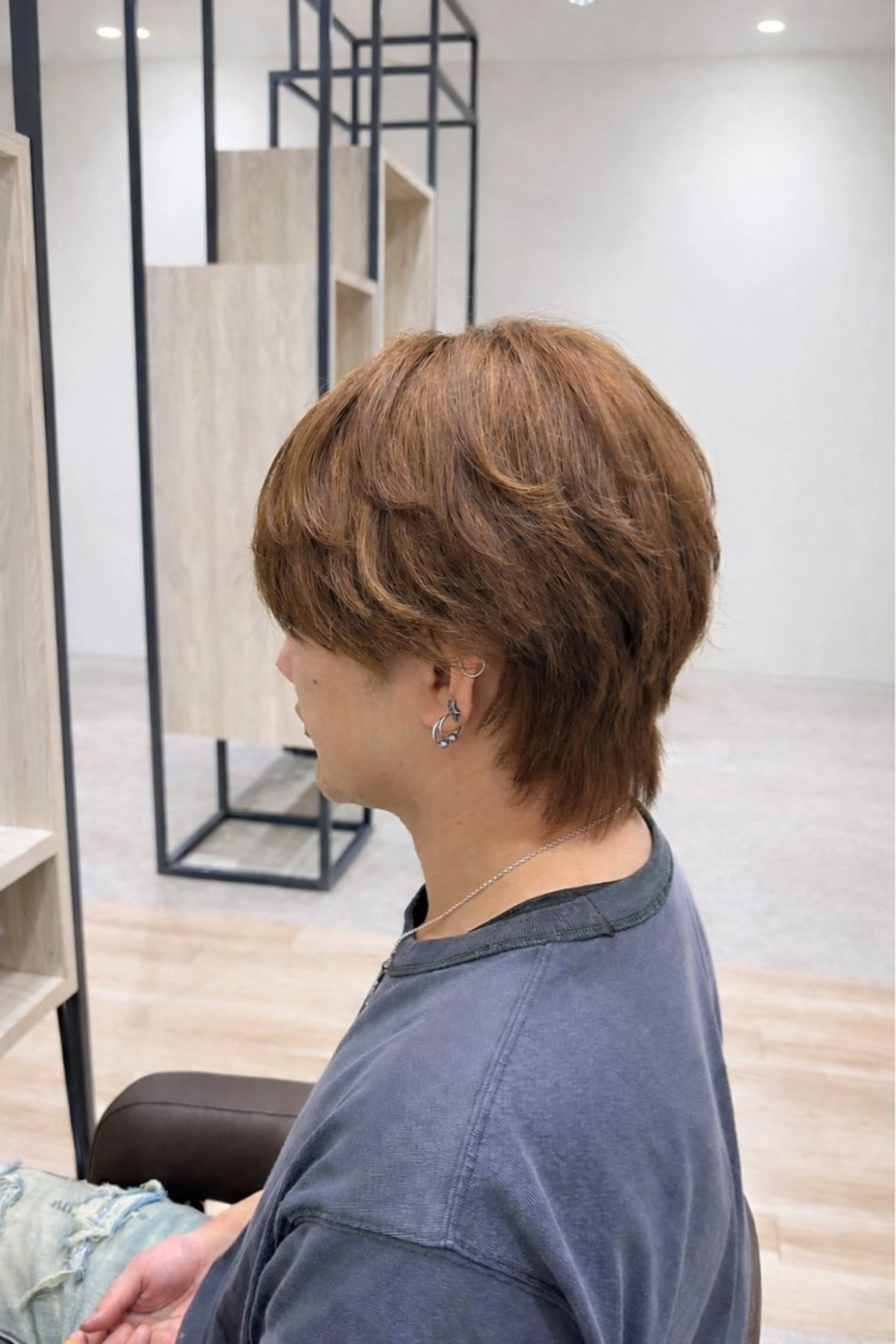 ミディアム ウルフカット カット 縮毛矯正/森脇龍星 🌿河原町市役所前のヘアスタイル