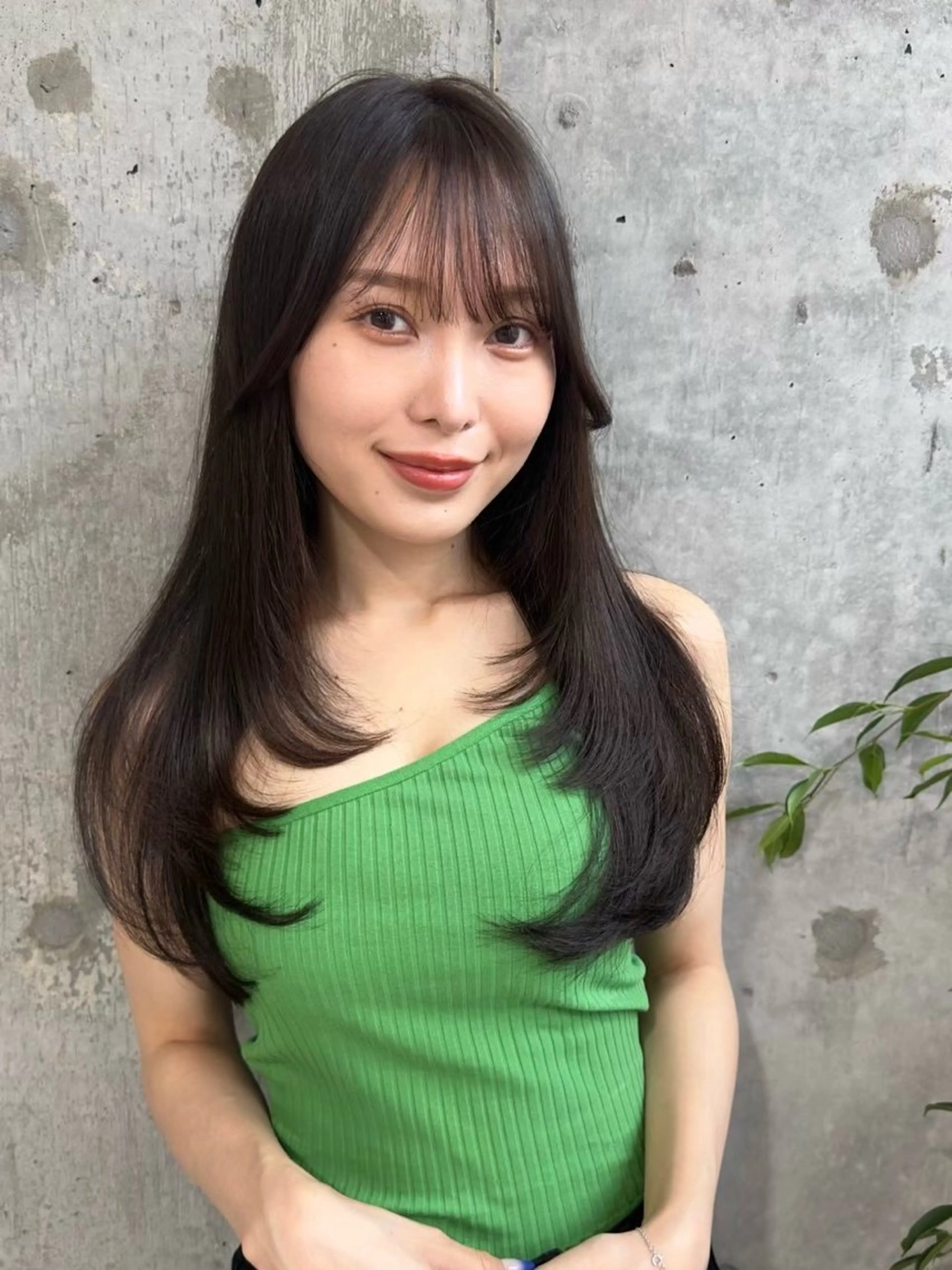 ロング 顔まわりレイヤー 顔周りカット 髪質改善 韓国風ヘア レイヤーカット ボブ/レイヤーボブ/ 髪質改善/梶川 夏季のヘアスタイル